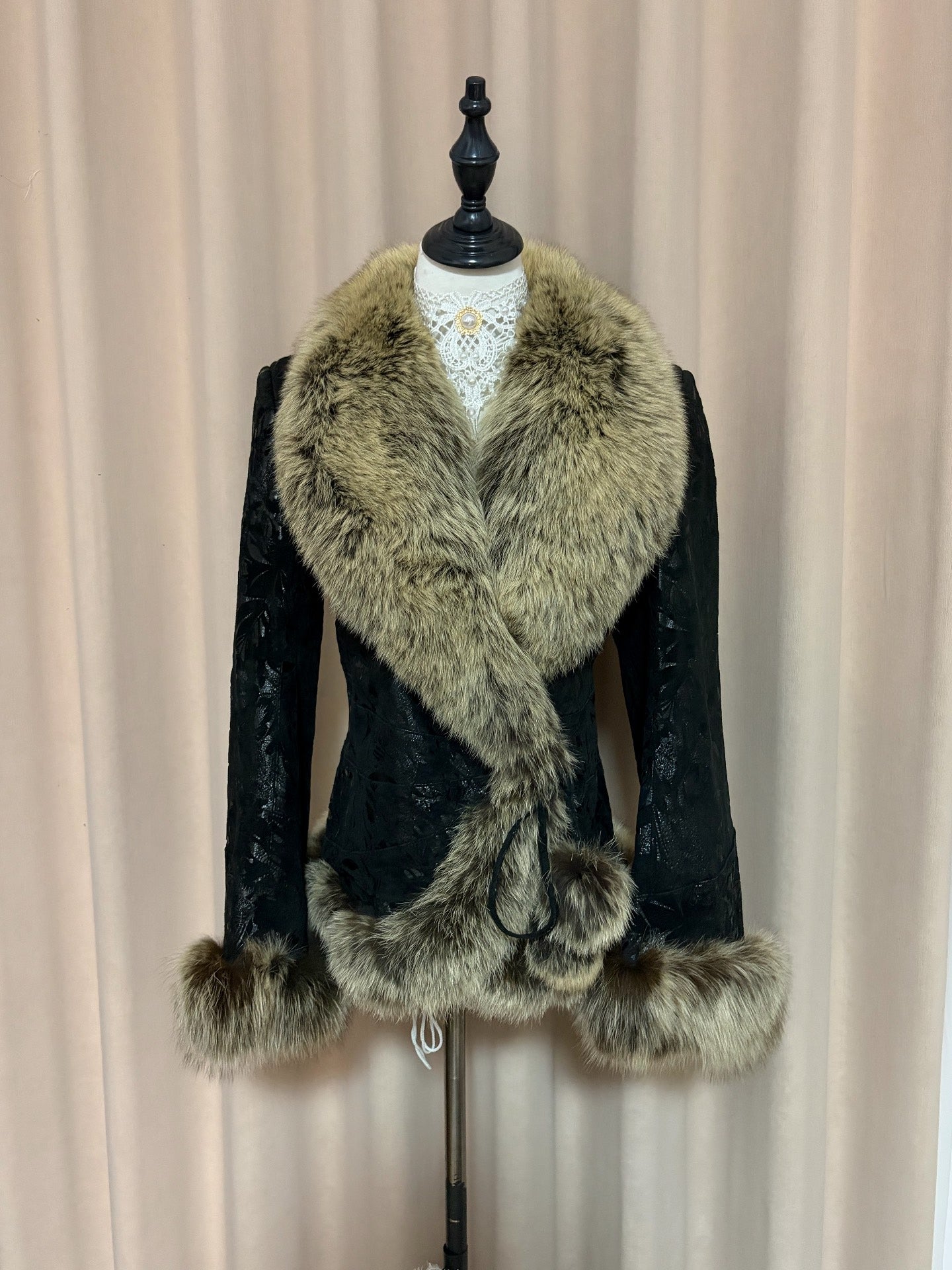 Vintage genuine fur and leather coat