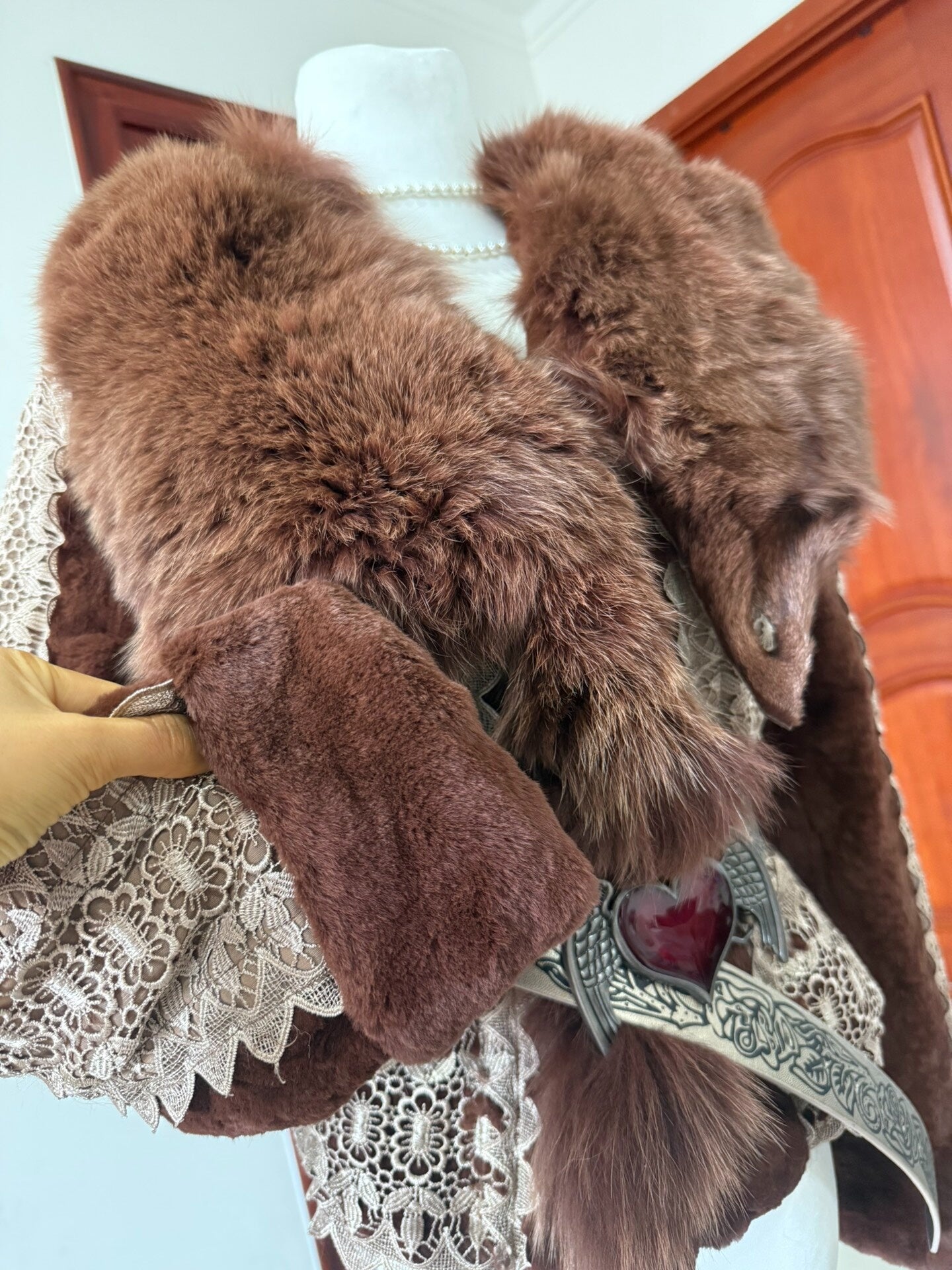 Vintage brown genuine fur coat