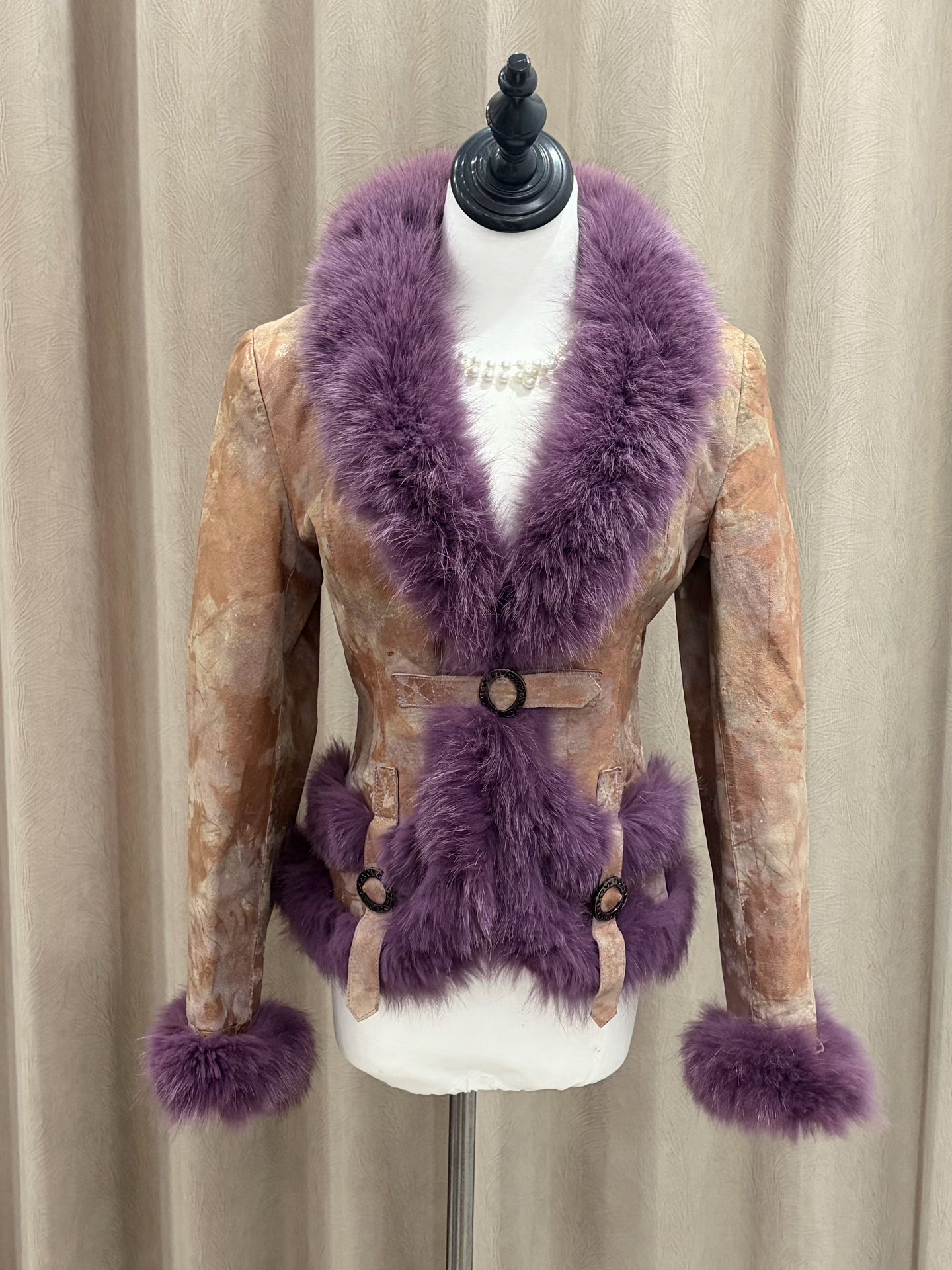 Vintage purple genuine fur coat