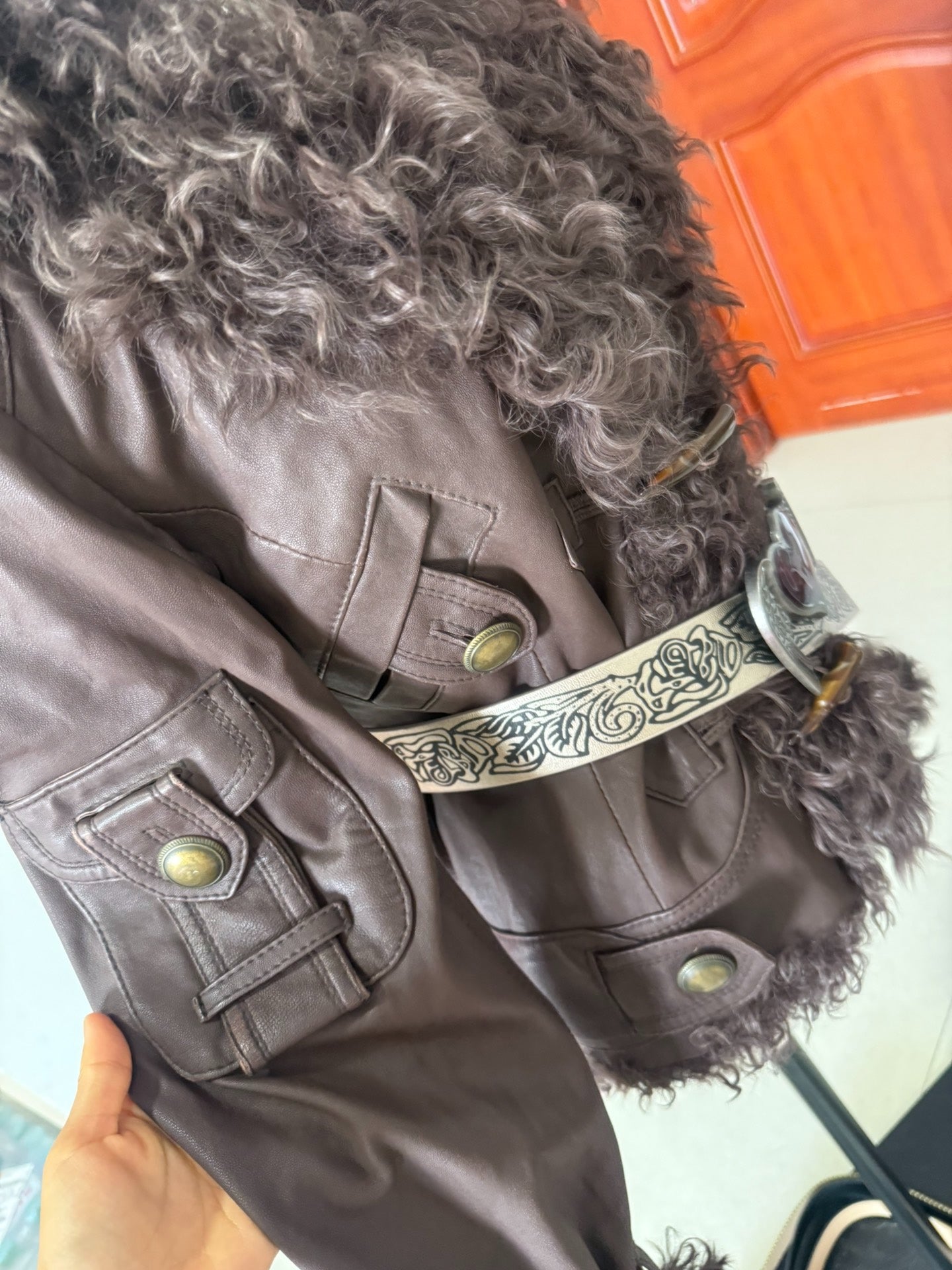 Vintage brown wool-blend cropped jacket