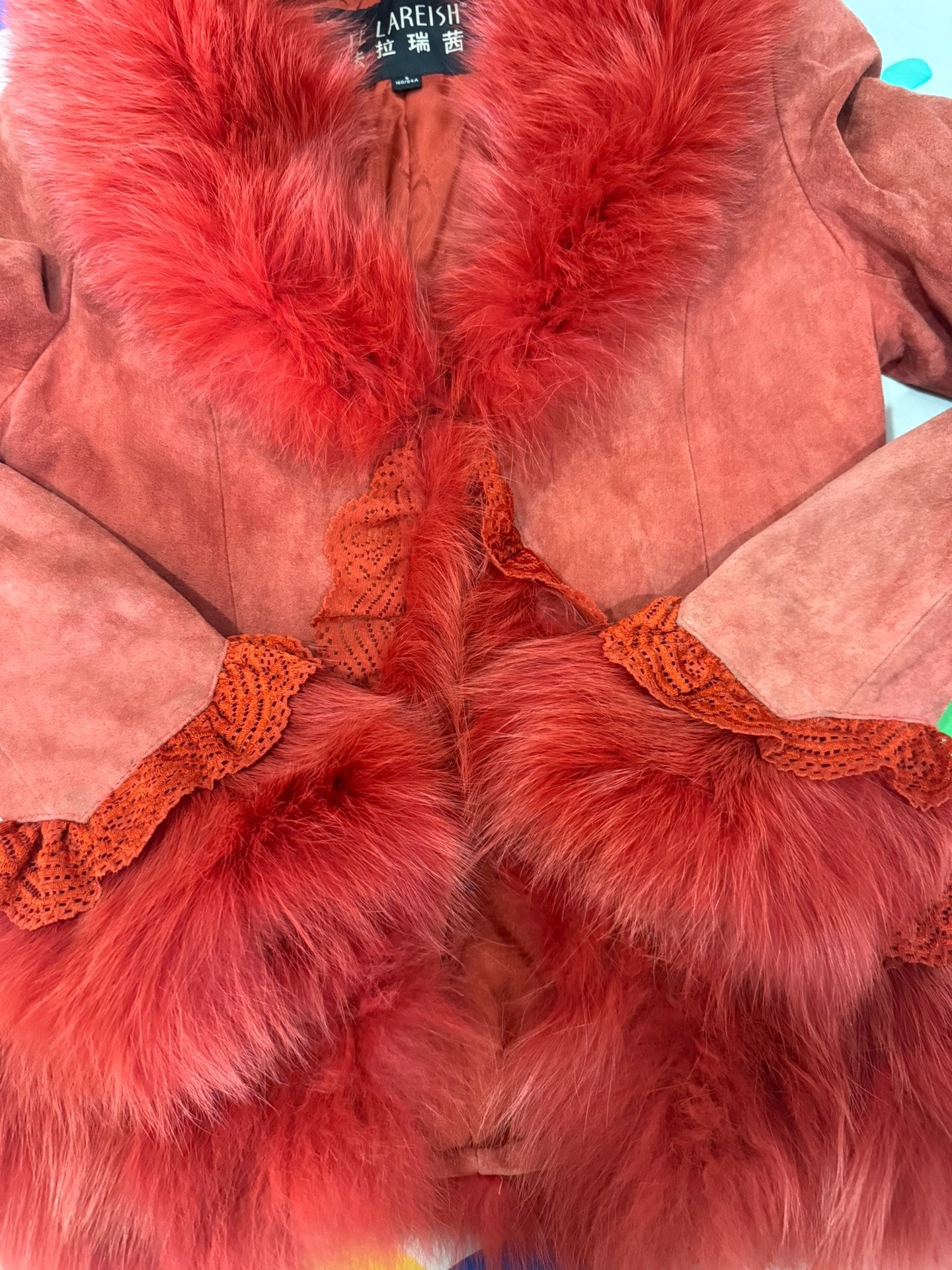 Vintage red real fur coat