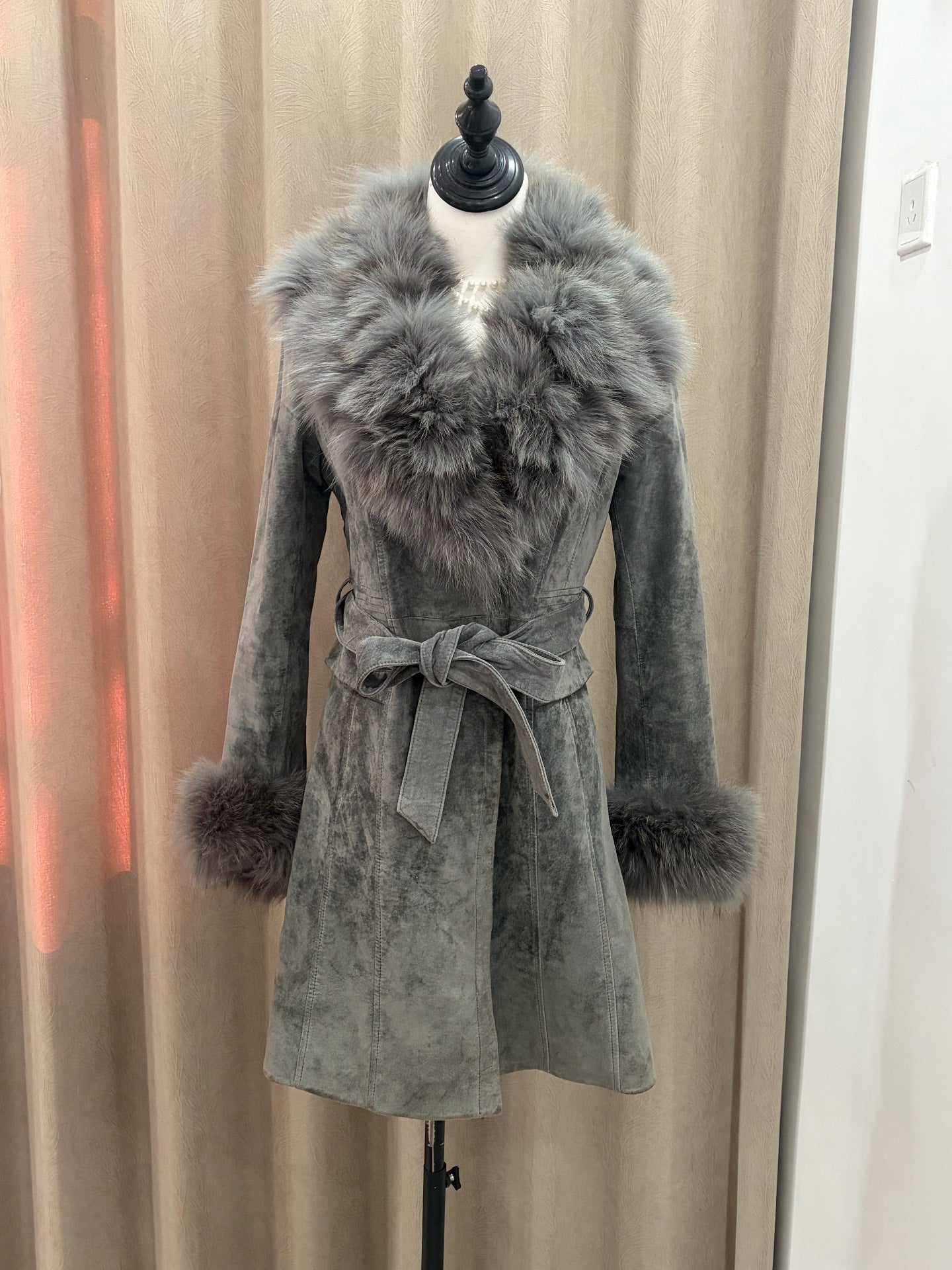 Vintage grey fox fur coat