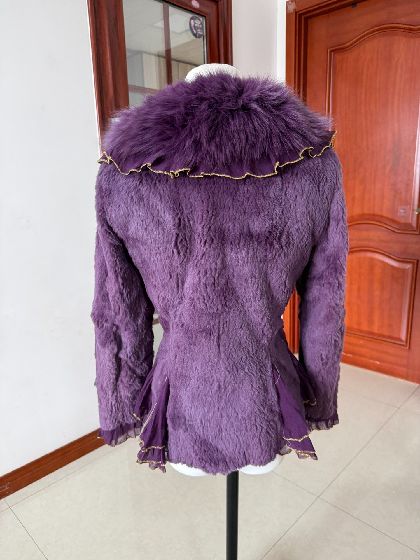 Vintage purple genuine fur coat
