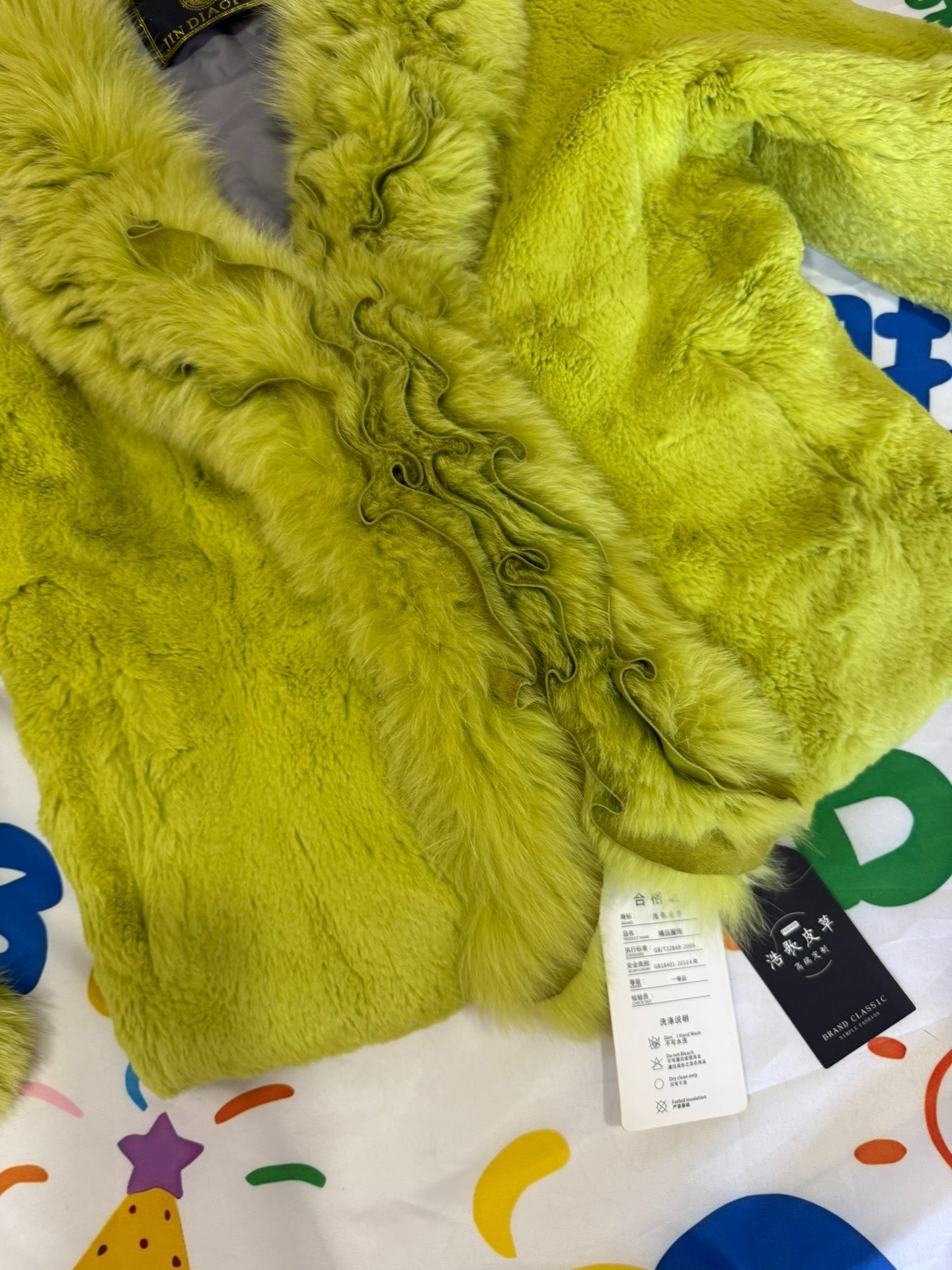 Vintage green rabbit fur coat