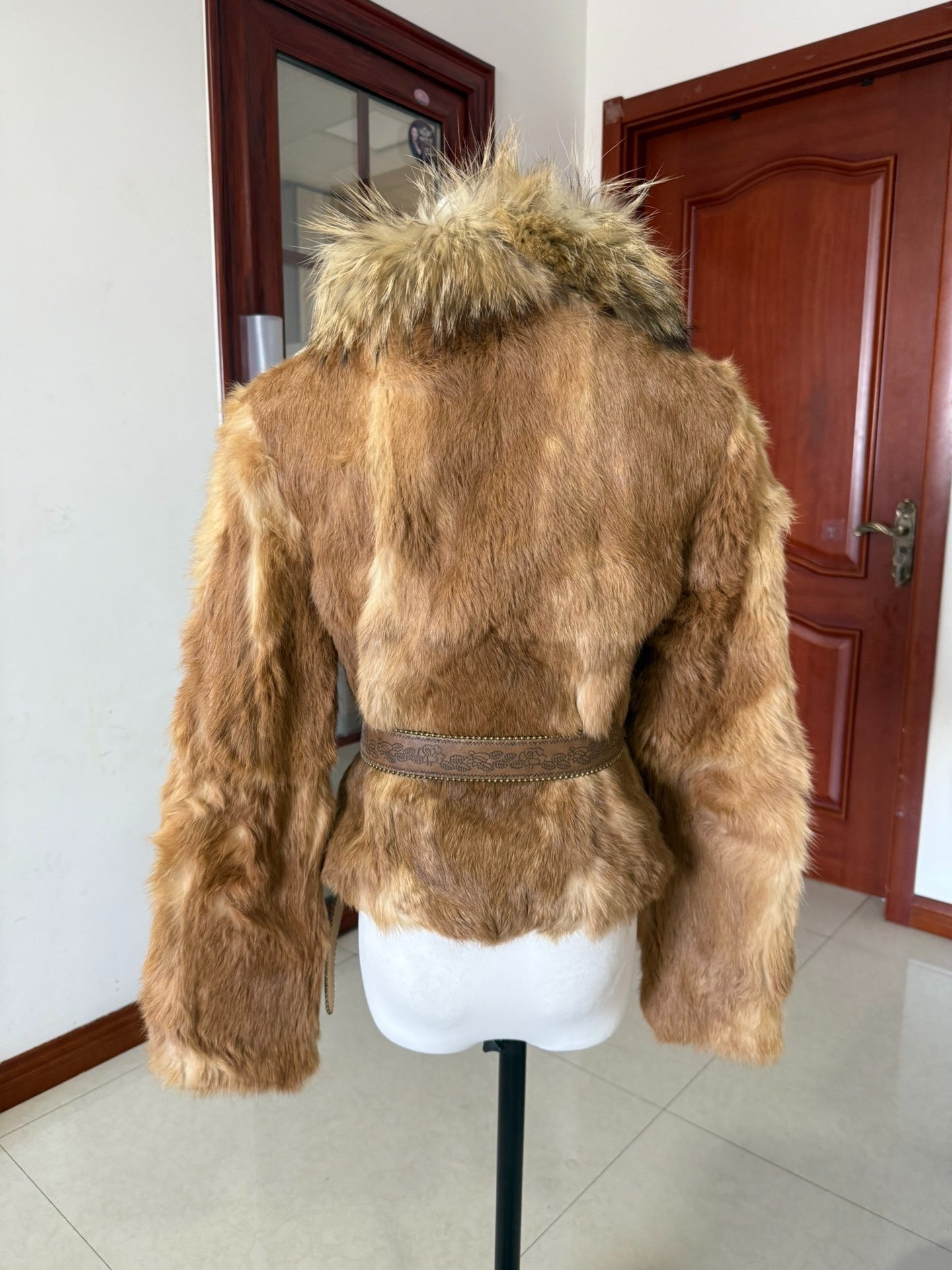 Vintage fur coat with fox fur collar