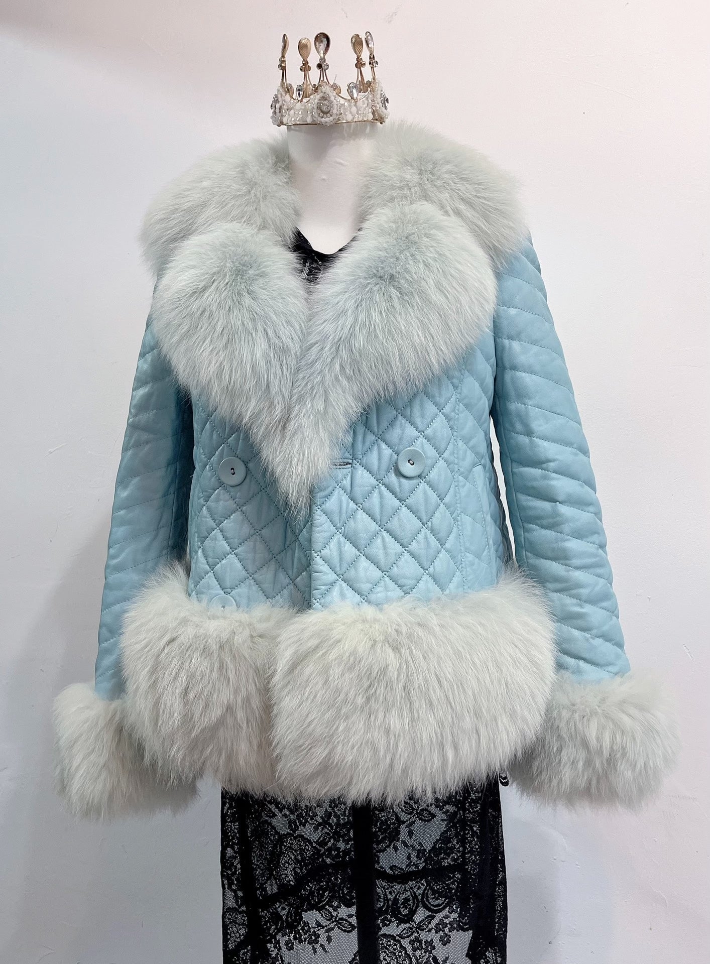 Vintage Blue Genuine Fur Coat