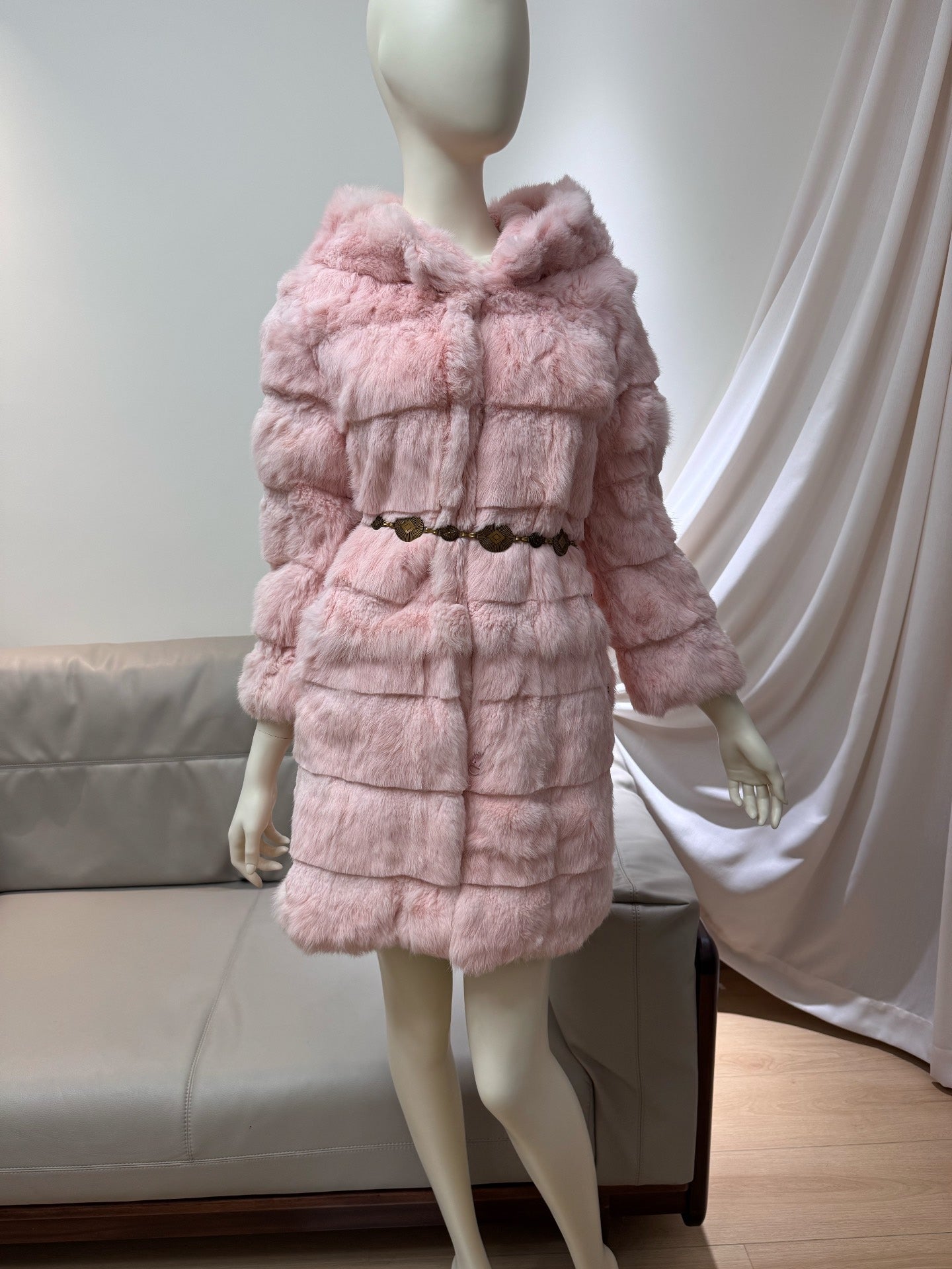 Vintage Pink Genuine Fur Coat