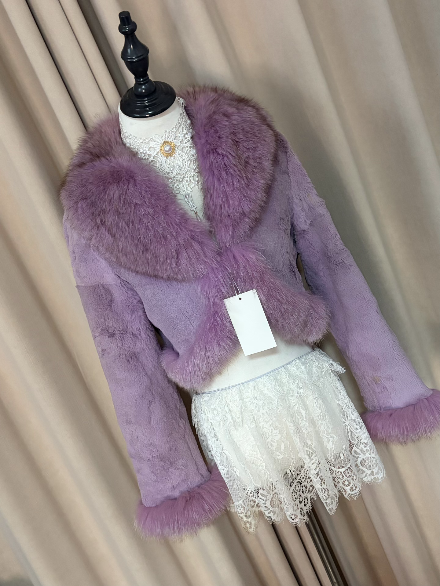 Vintage purple real fur coat