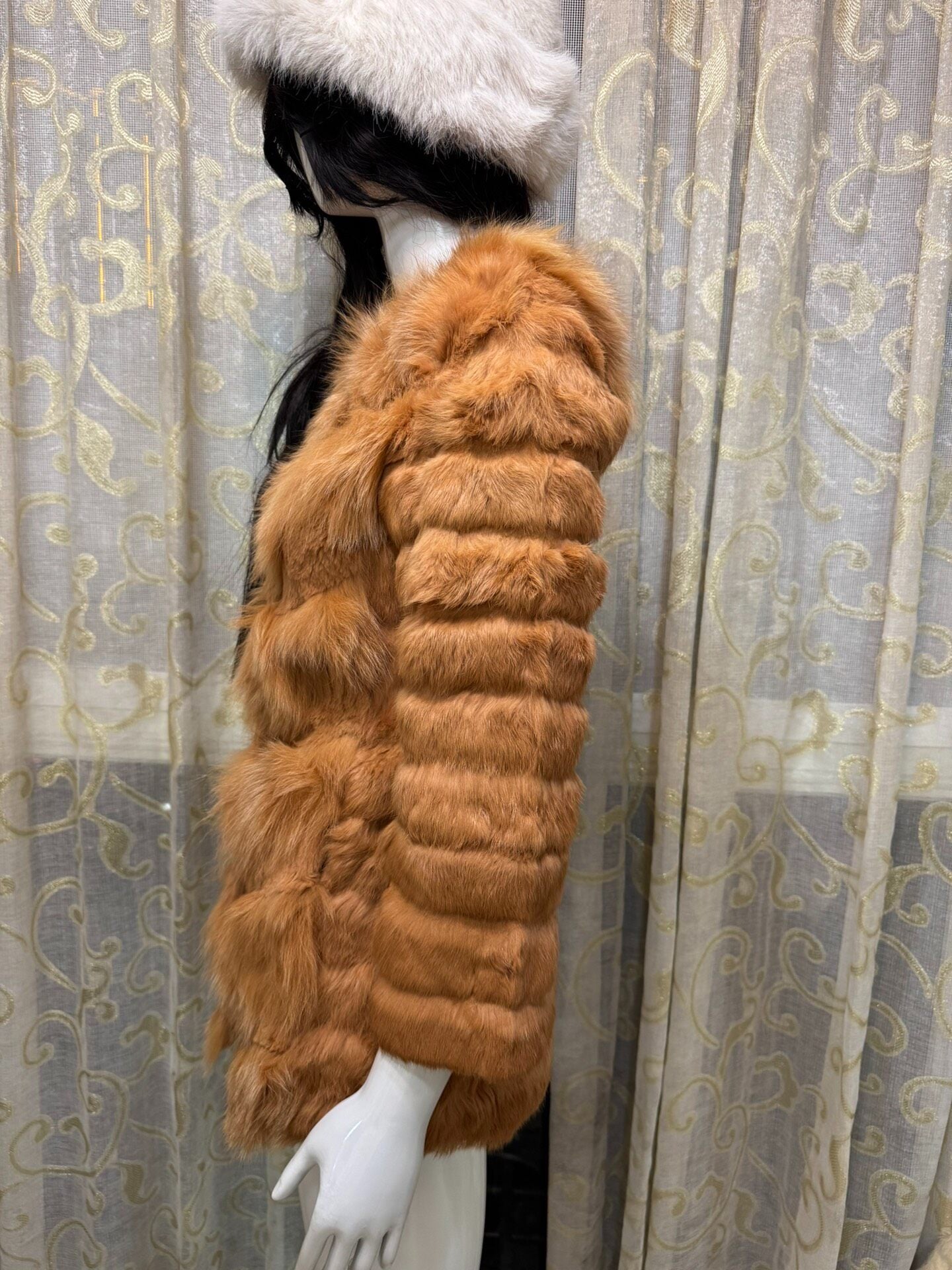 Vintage Orange-Brown Genuine Fur Coat