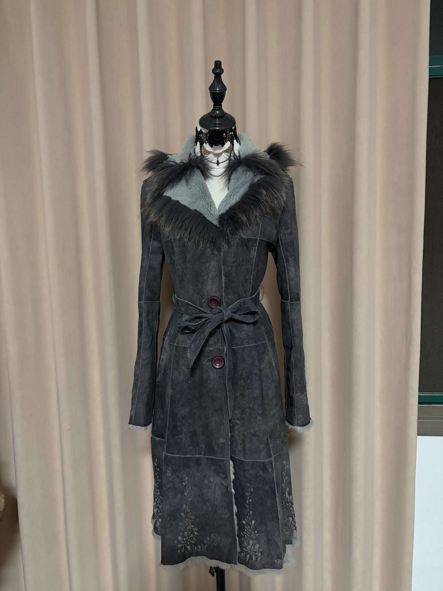 Vintage long genuine fur coat