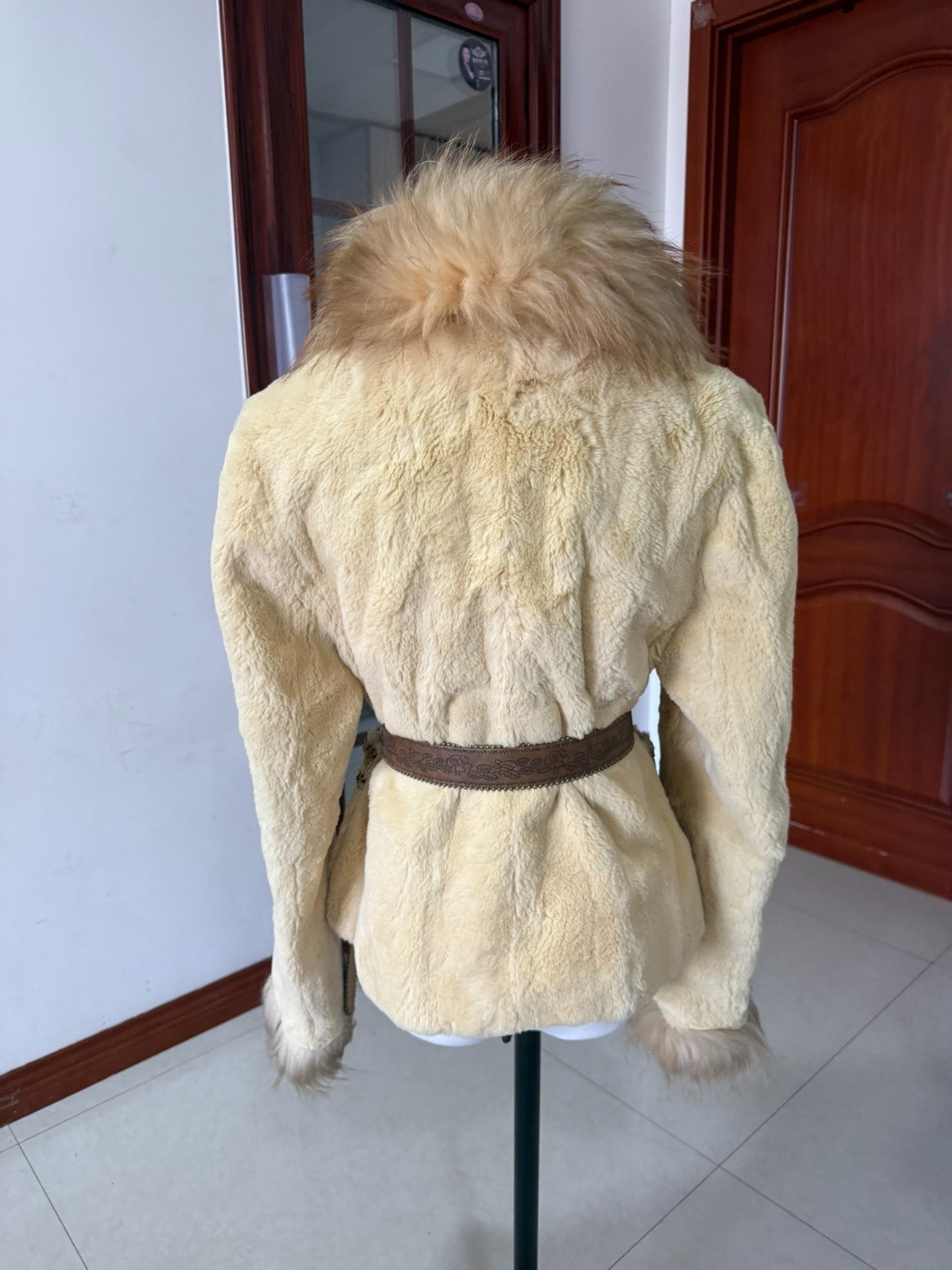 Vintage beige rabbit fur coat