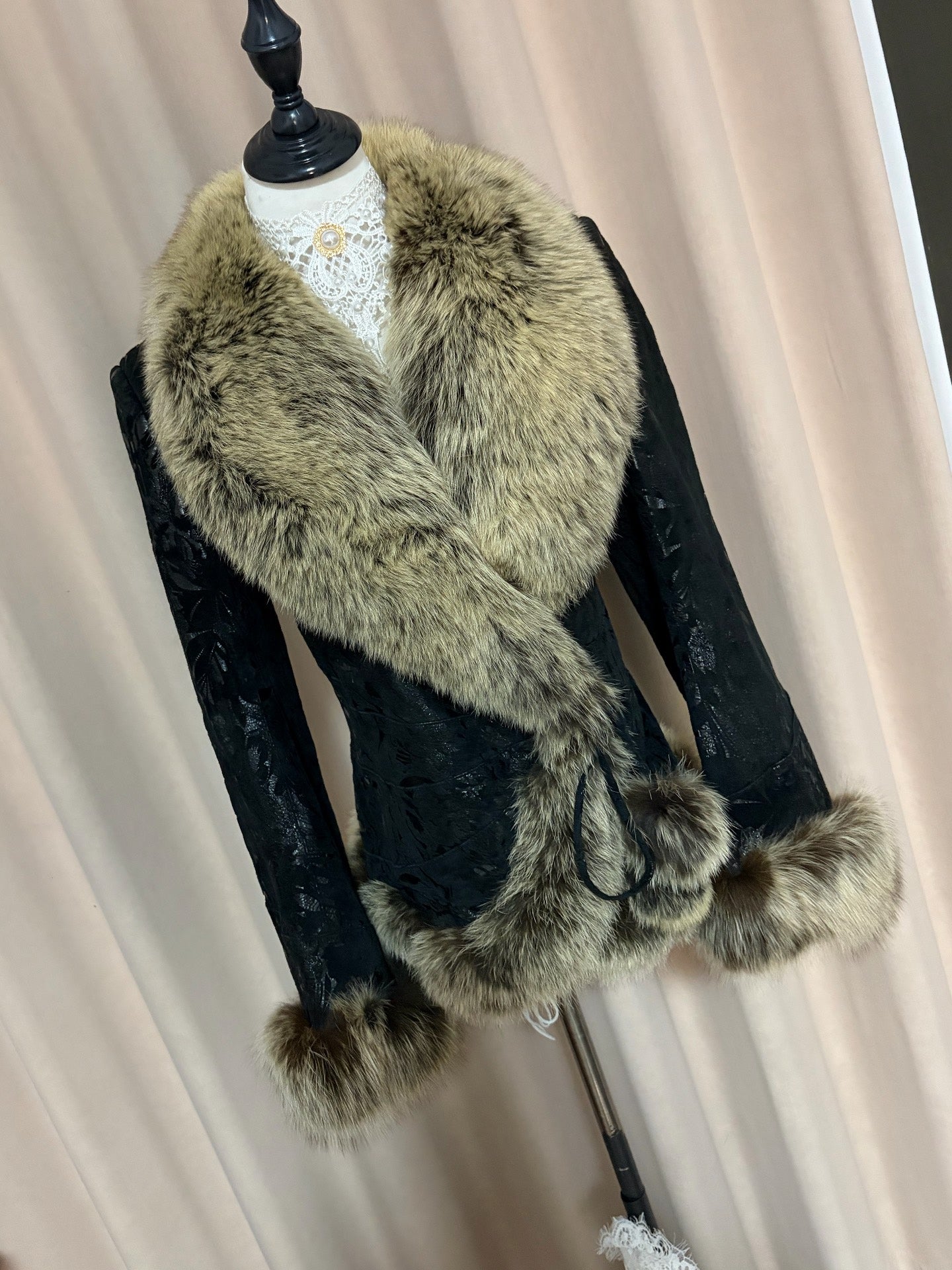 Vintage genuine fur and leather coat