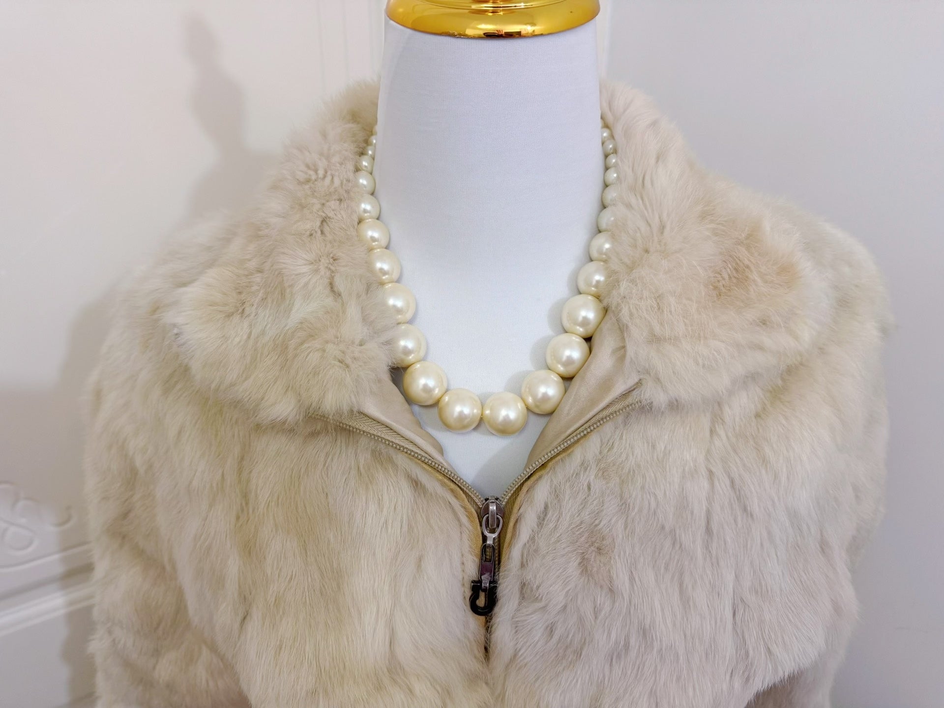 Vintage greige rabbit fur coat