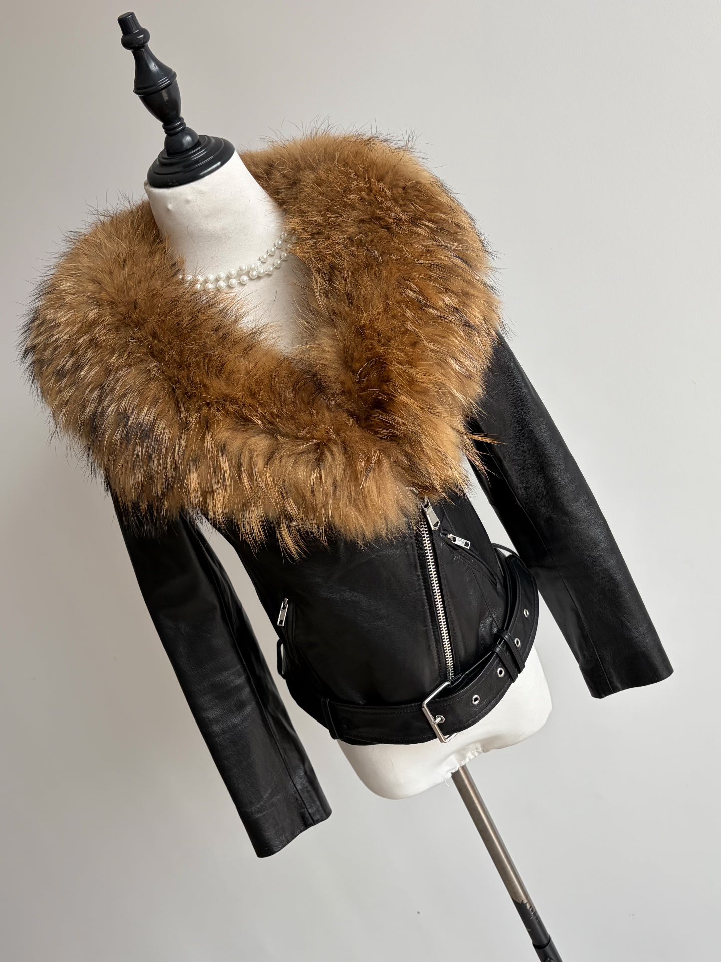 Vintage black genuine fur coat