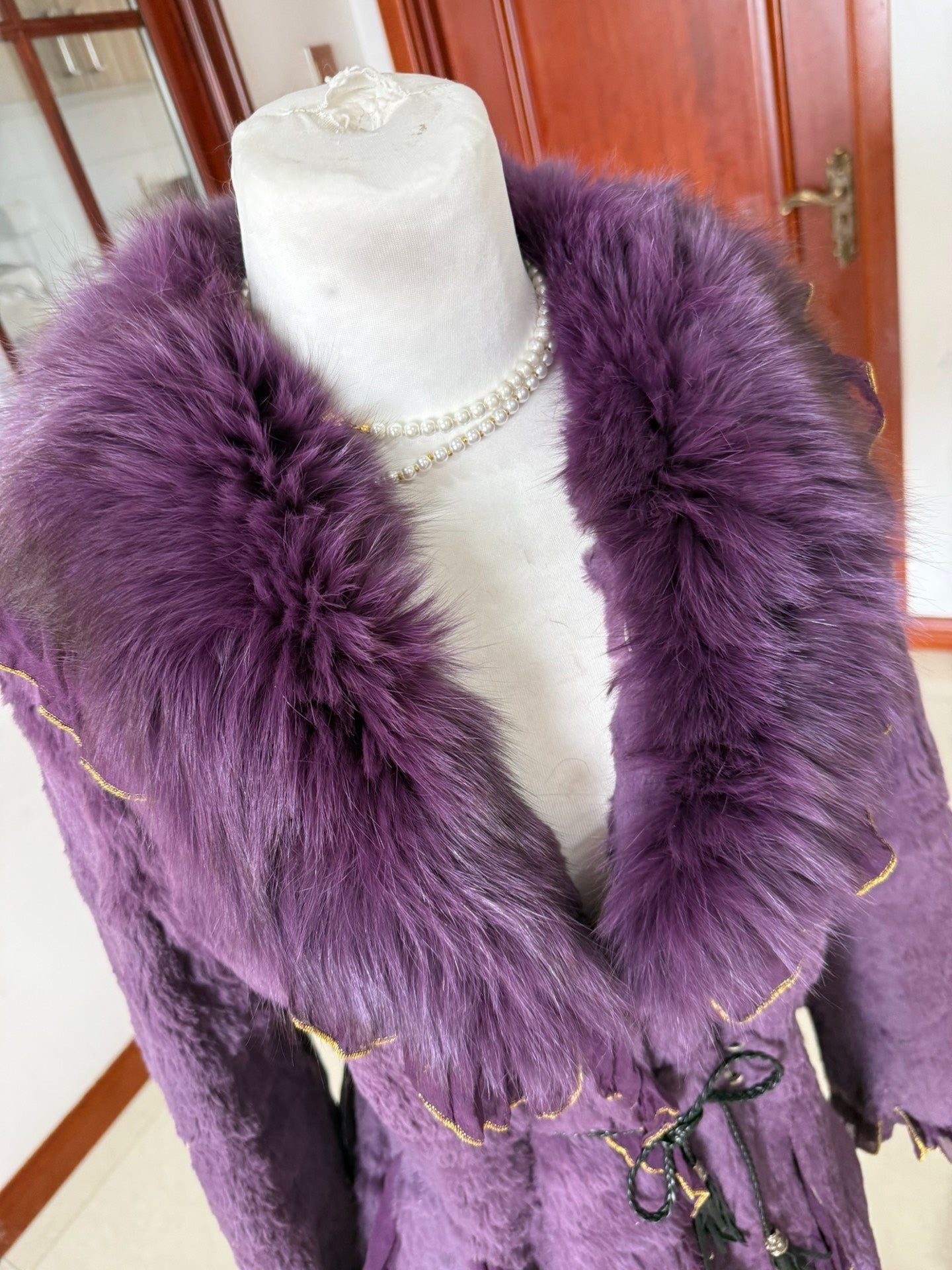 Vintage purple genuine fur coat