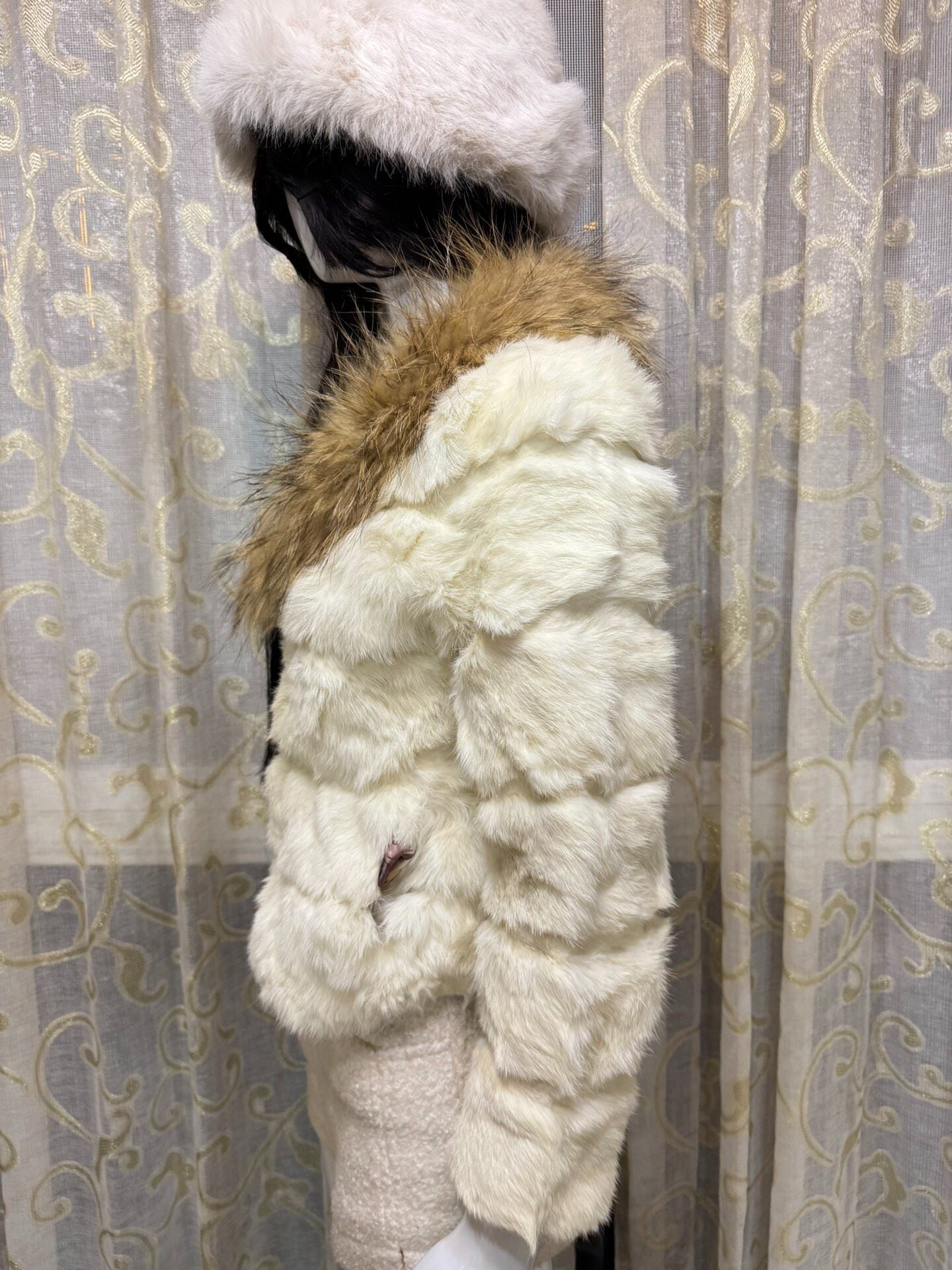 Vintage White Genuine Fur Coat