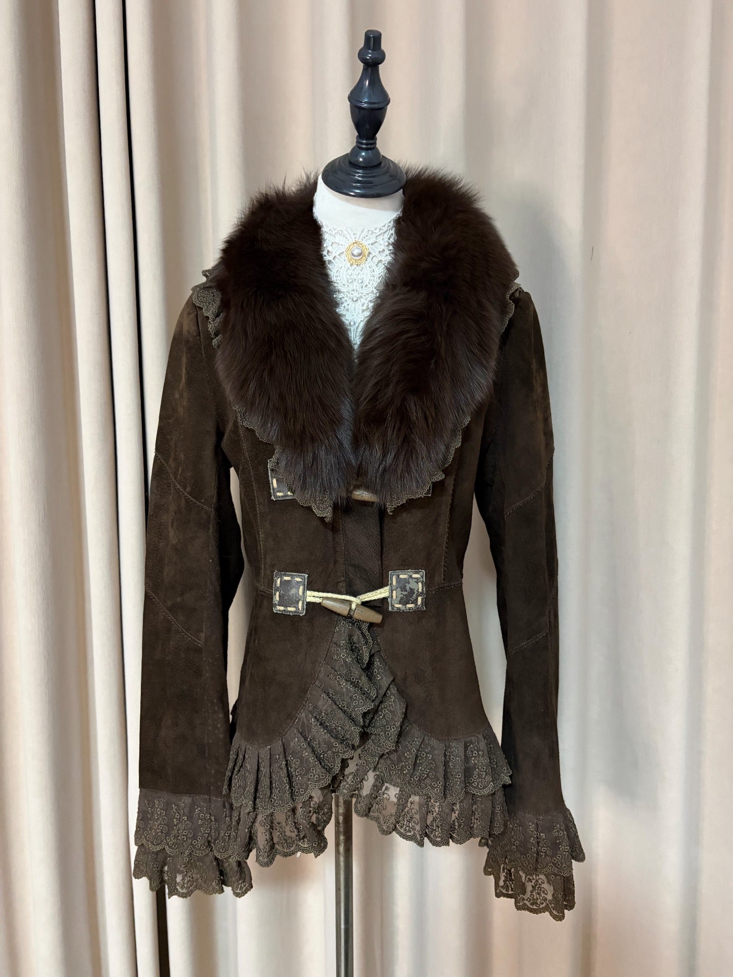 Vintage brown genuine fur coat