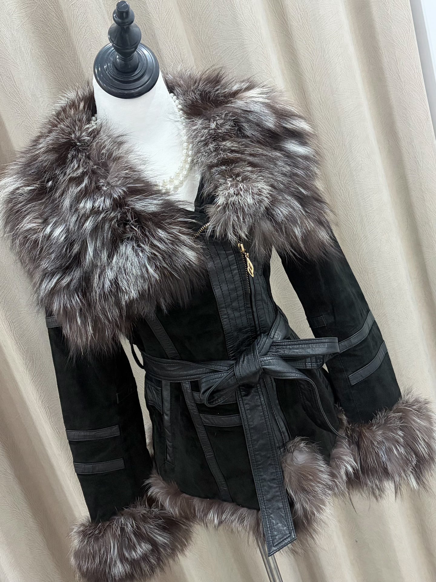Vintage black genuine fur coat
