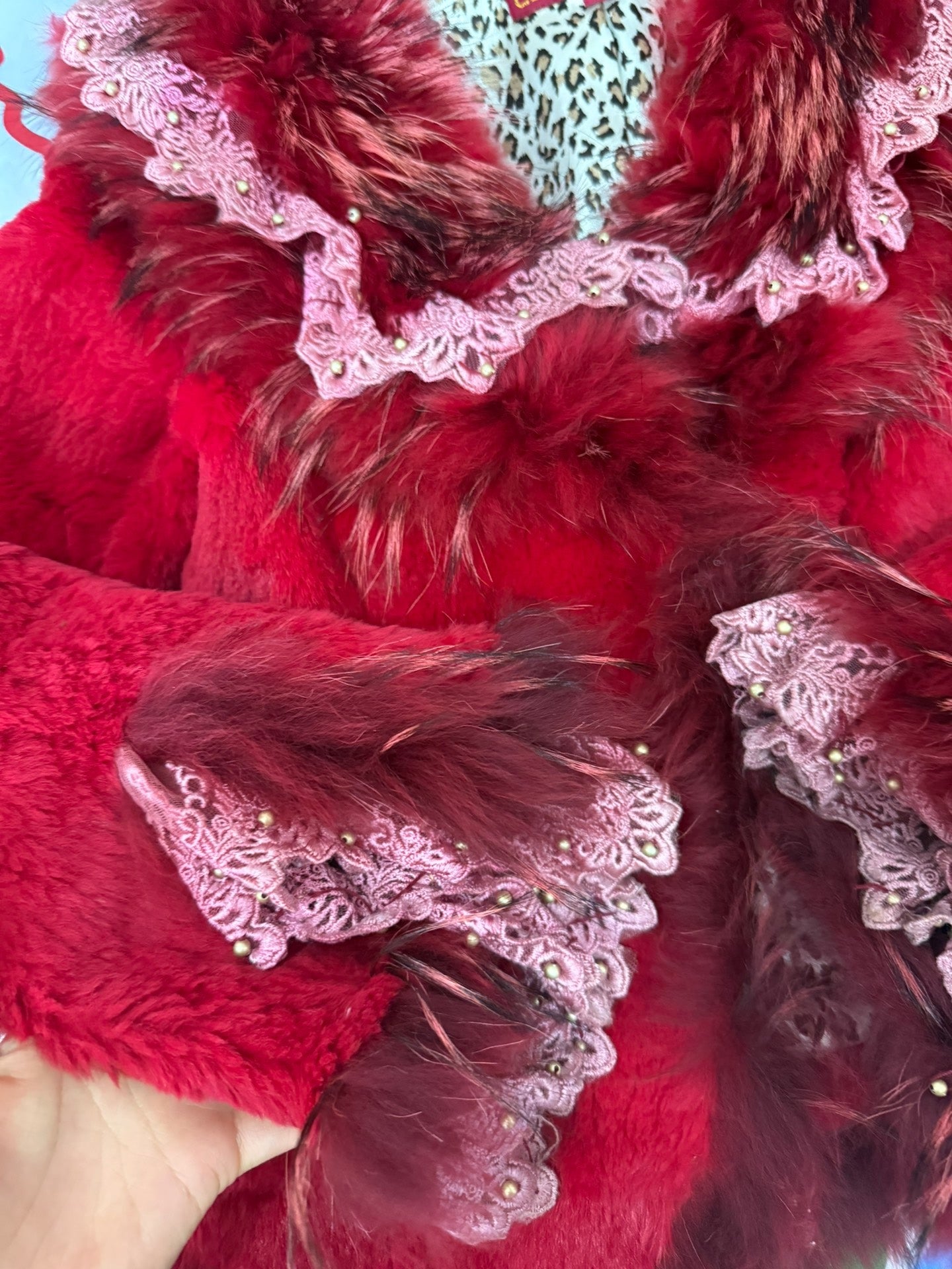 Vintage red rabbit fur coat