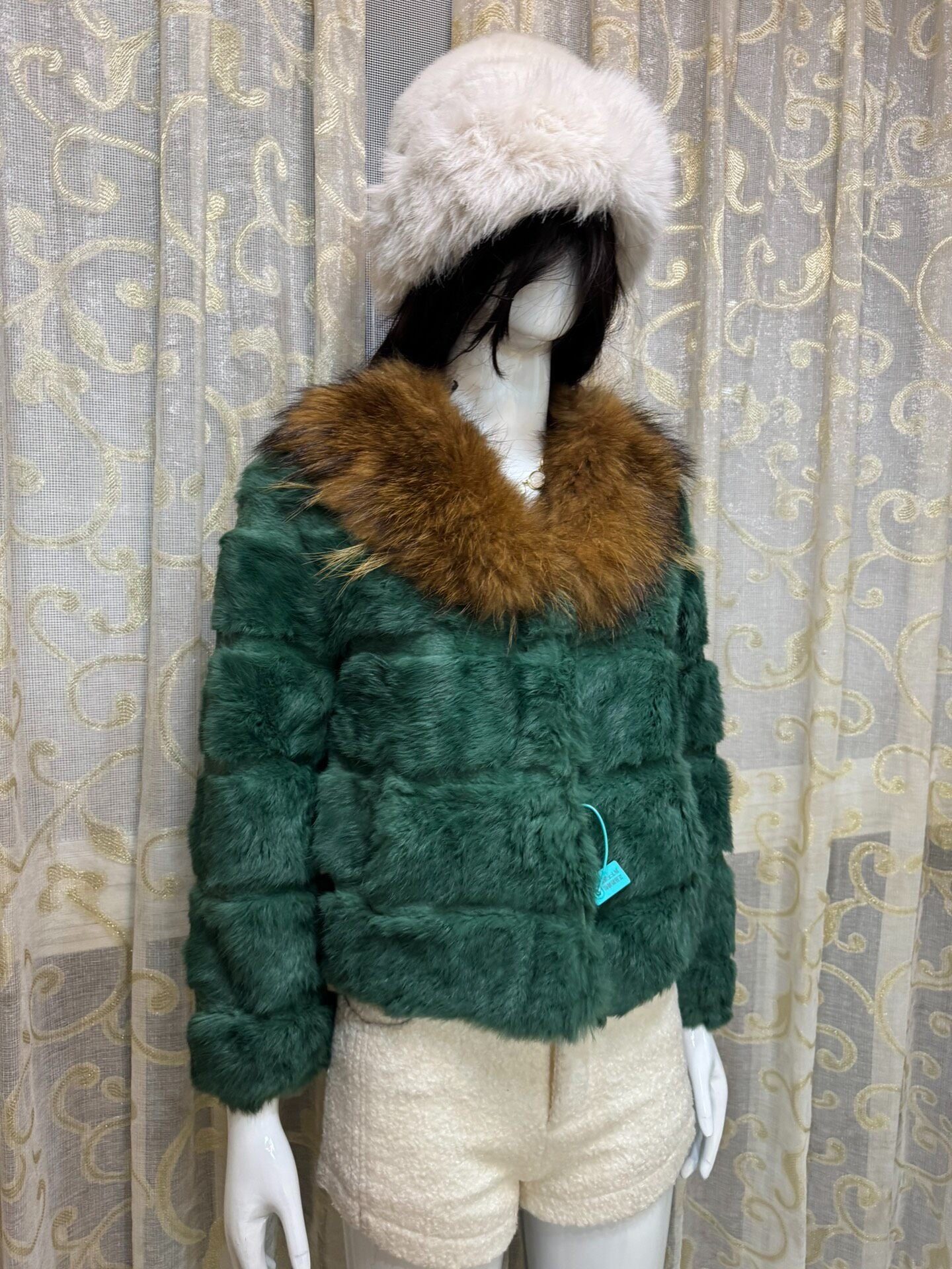 Vintage Dark Green Genuine Fur Coat
