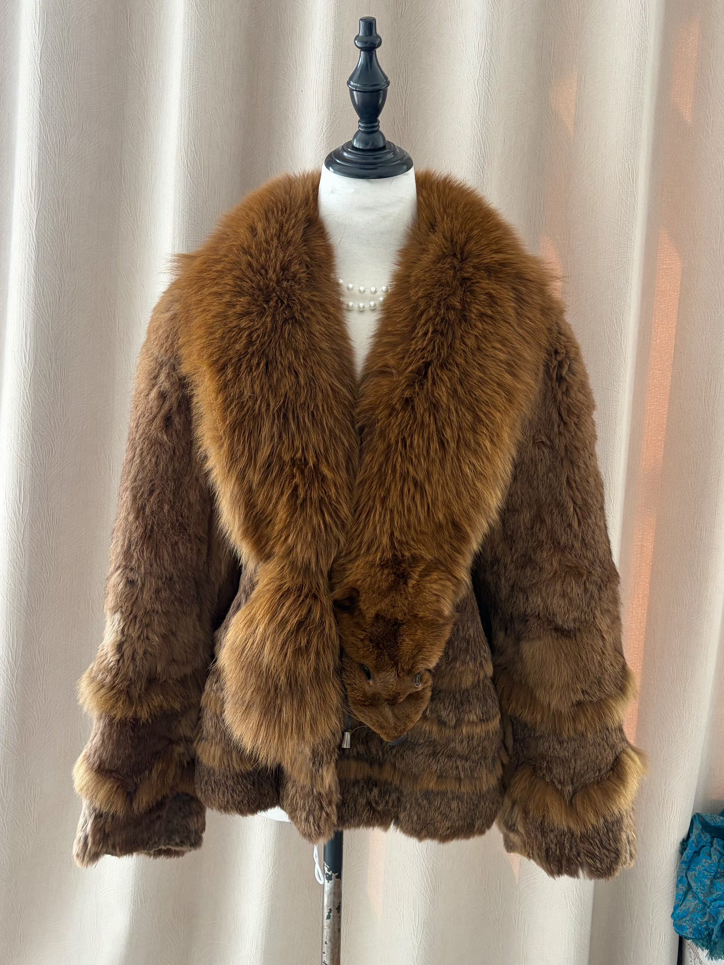 Vintage brown genuine fur coat