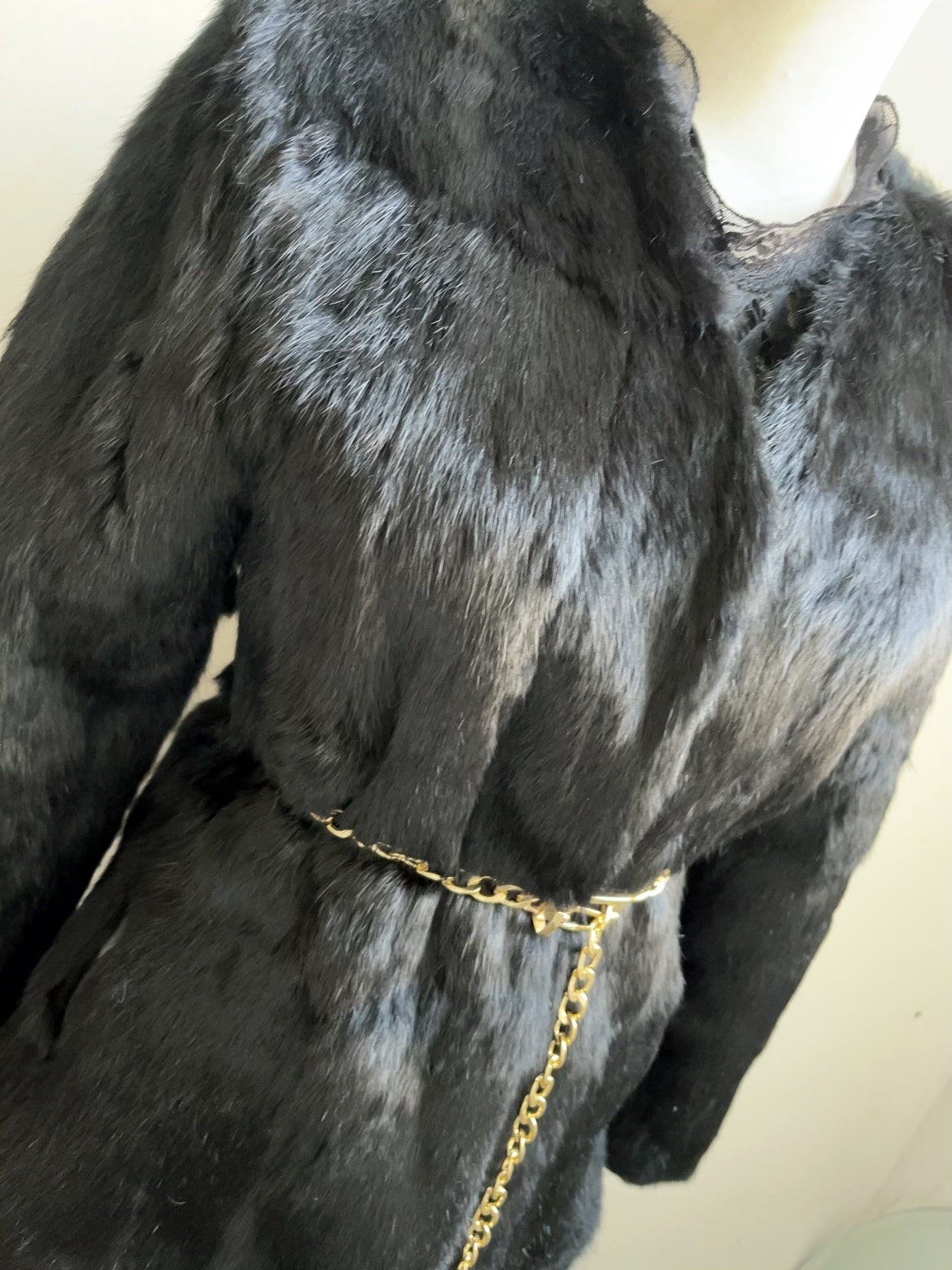 Vintage Black Genuine Fur Coat