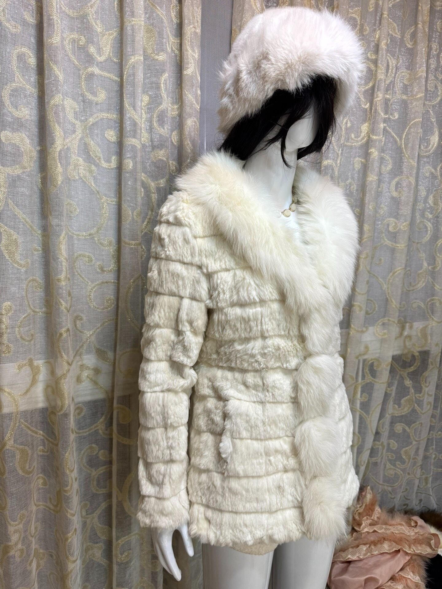 Vintage White Genuine Fur Coat