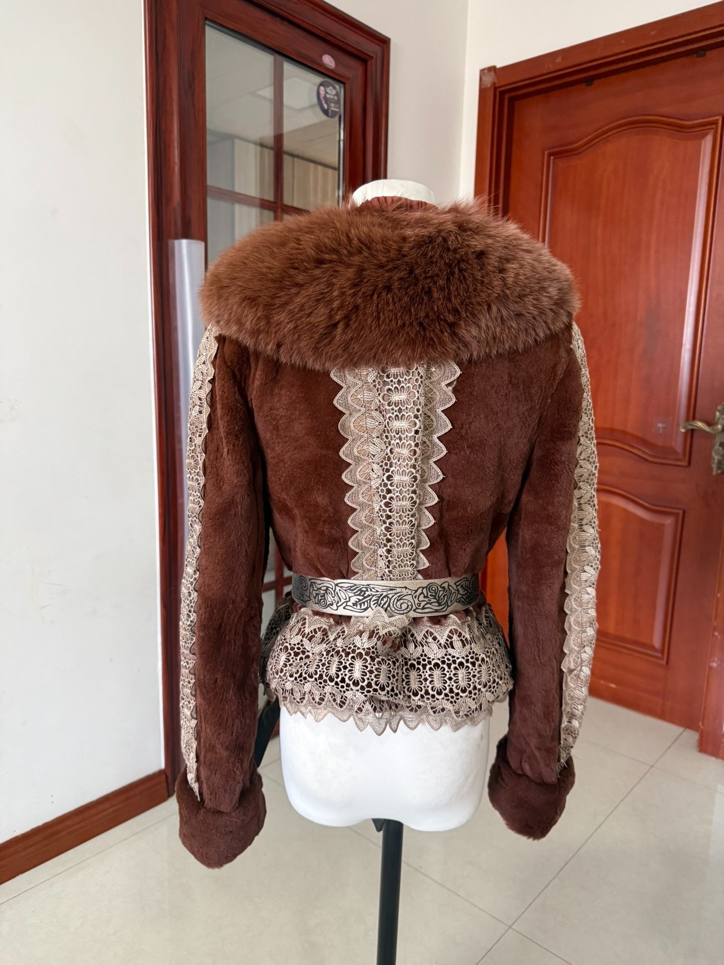 Vintage brown genuine fur coat