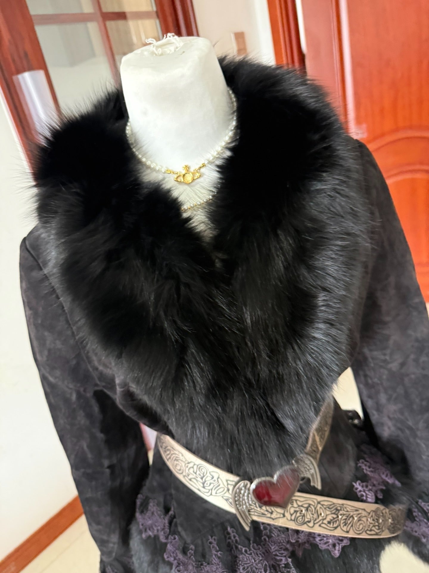 Vintage black genuine fur coat