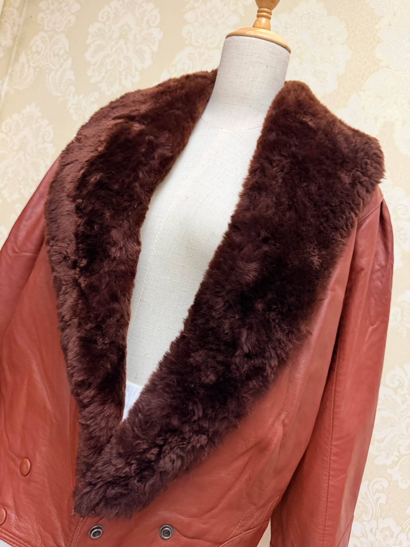 Vintage Burgundy Genuine Fur Coat