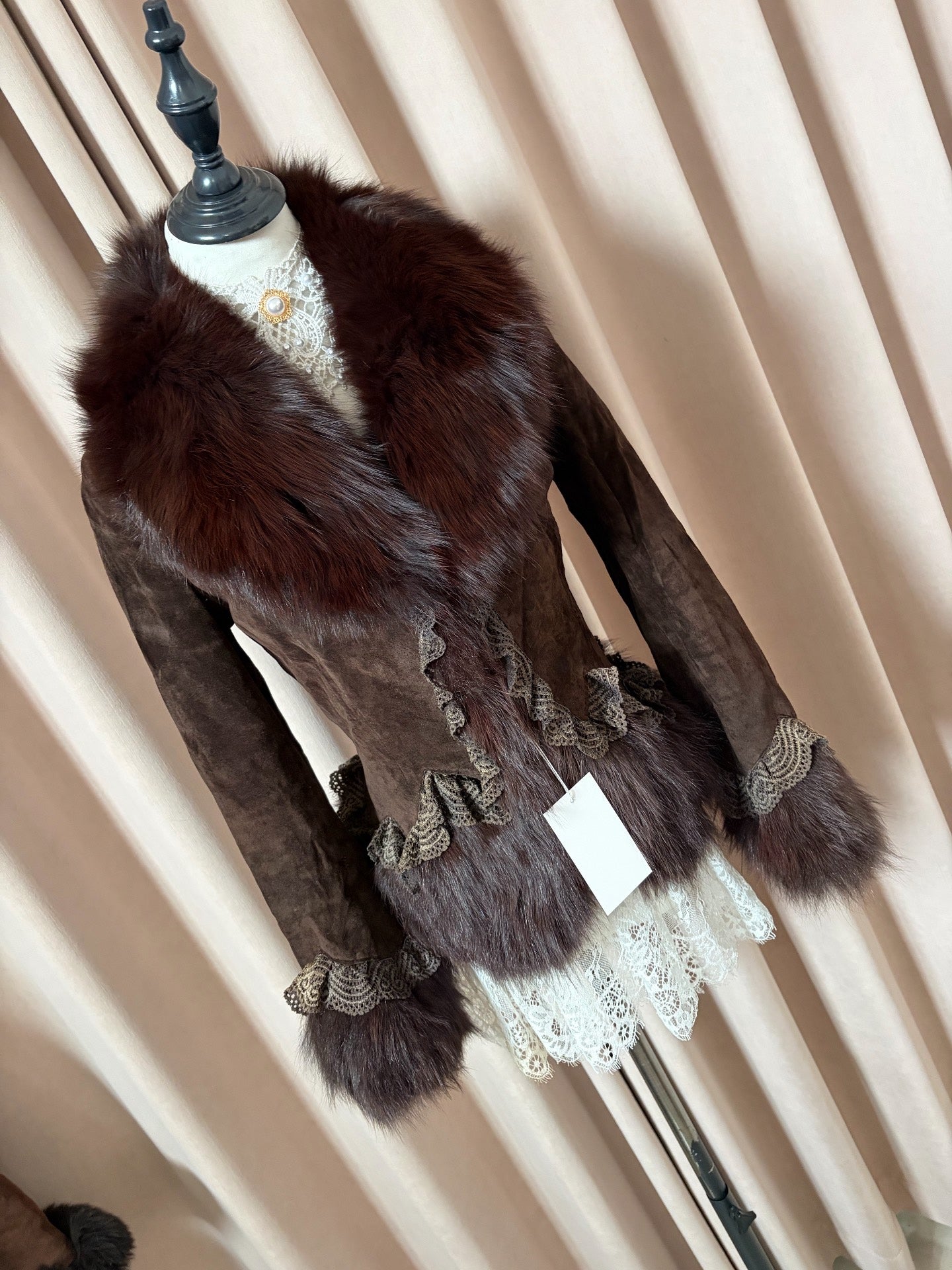 Vintage brown genuine fur coat