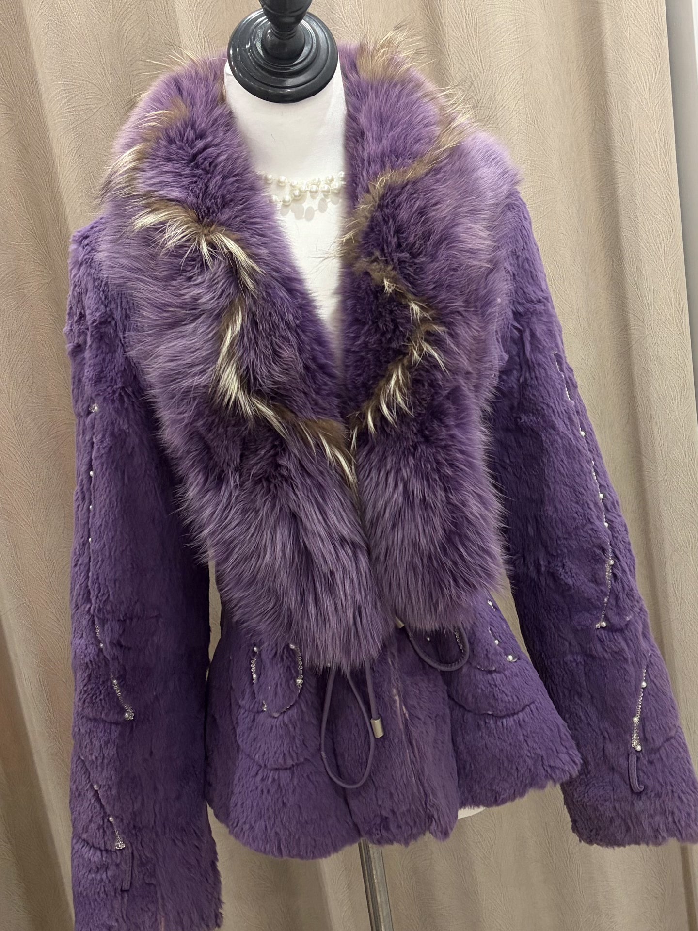 Vintage purple genuine fur coat