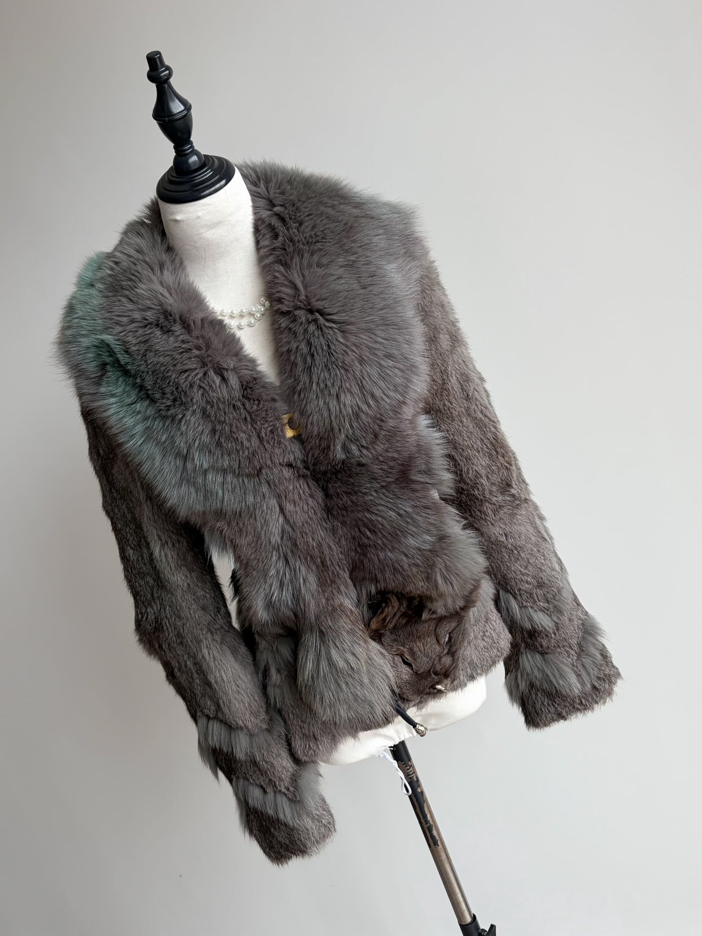 Vintage grey genuine fur coat