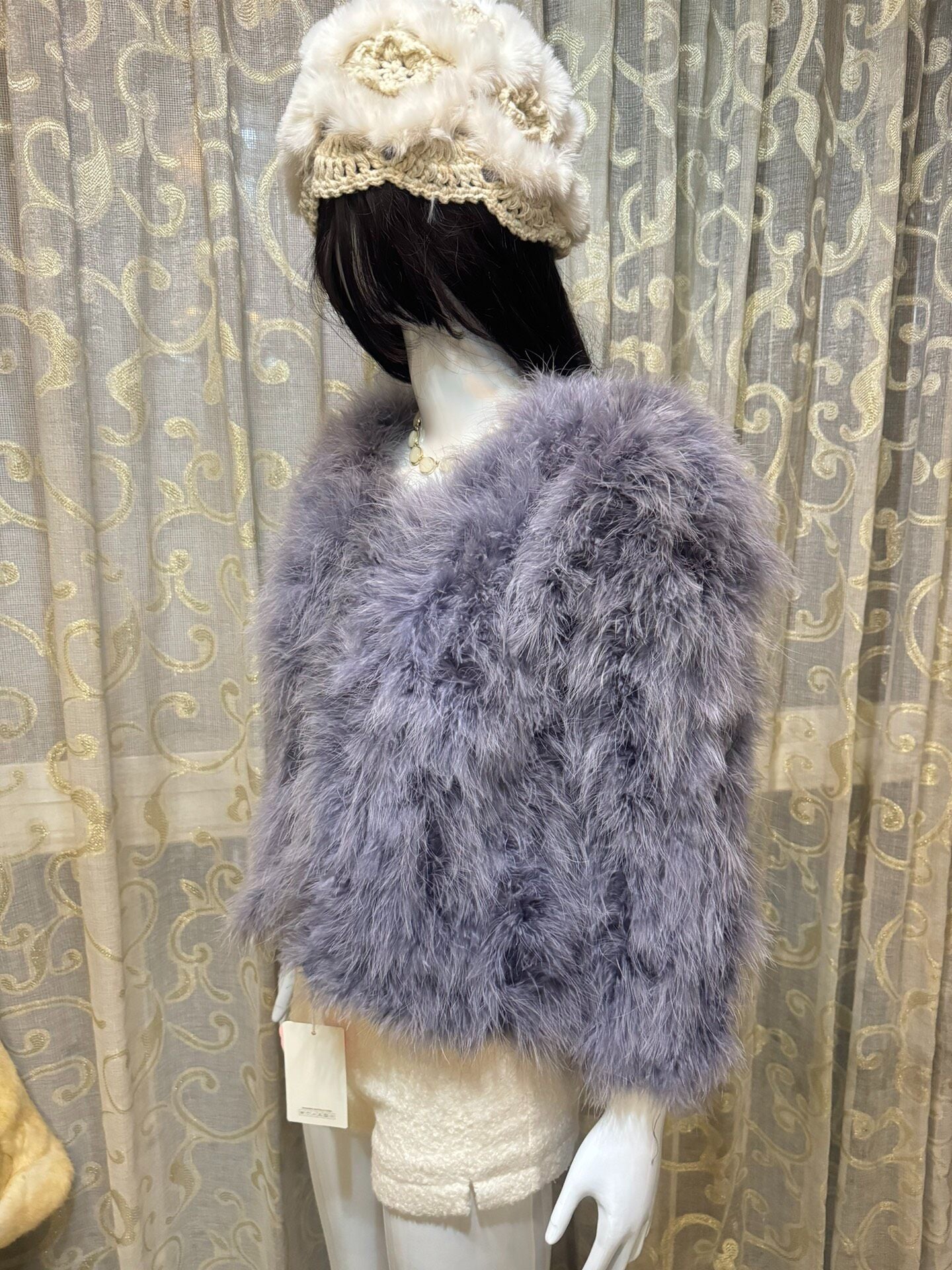 Vintage Blue-Purple Genuine Fur Coat