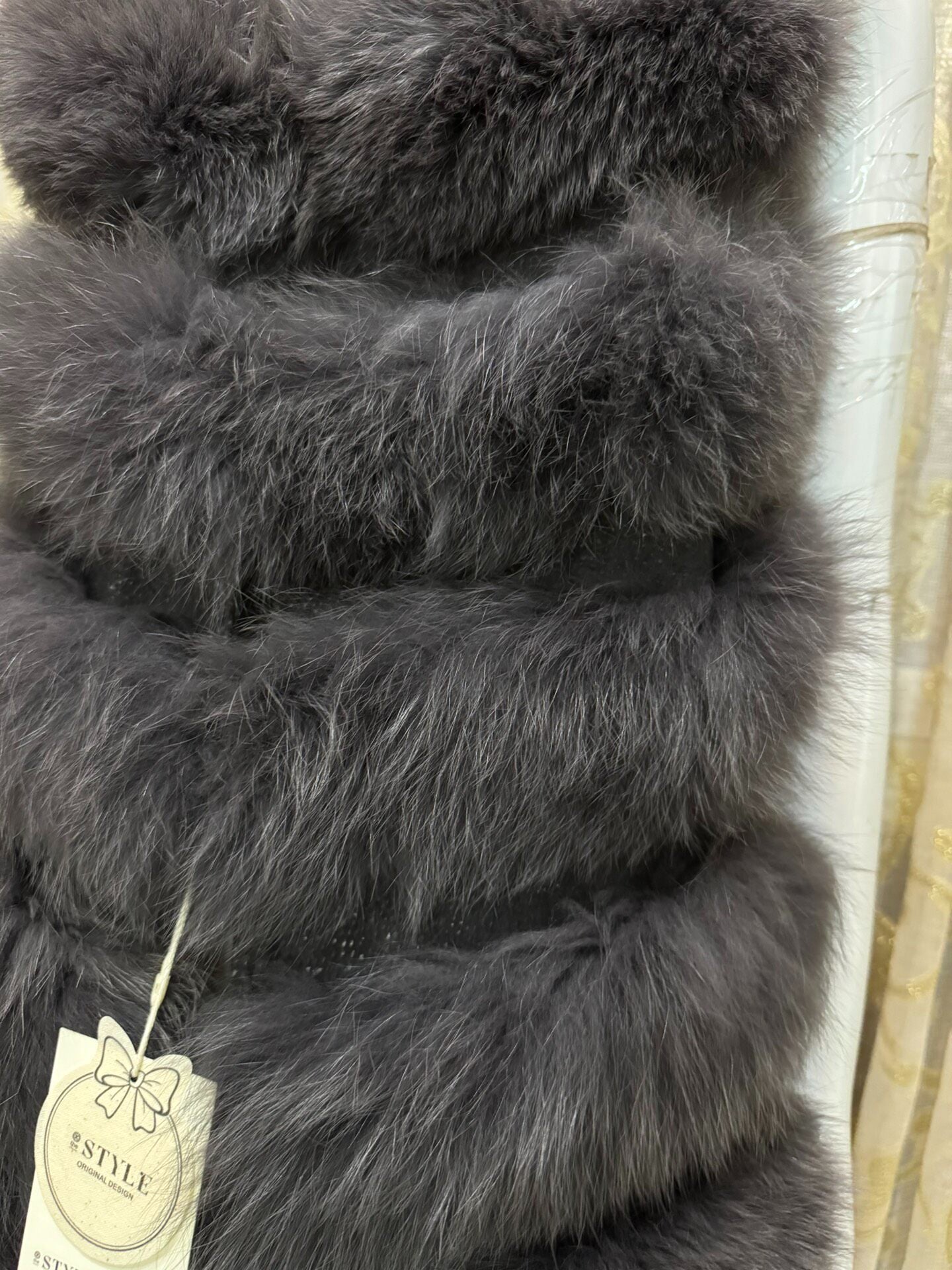 Vintage Charcoal Grey Genuine Fur Vest