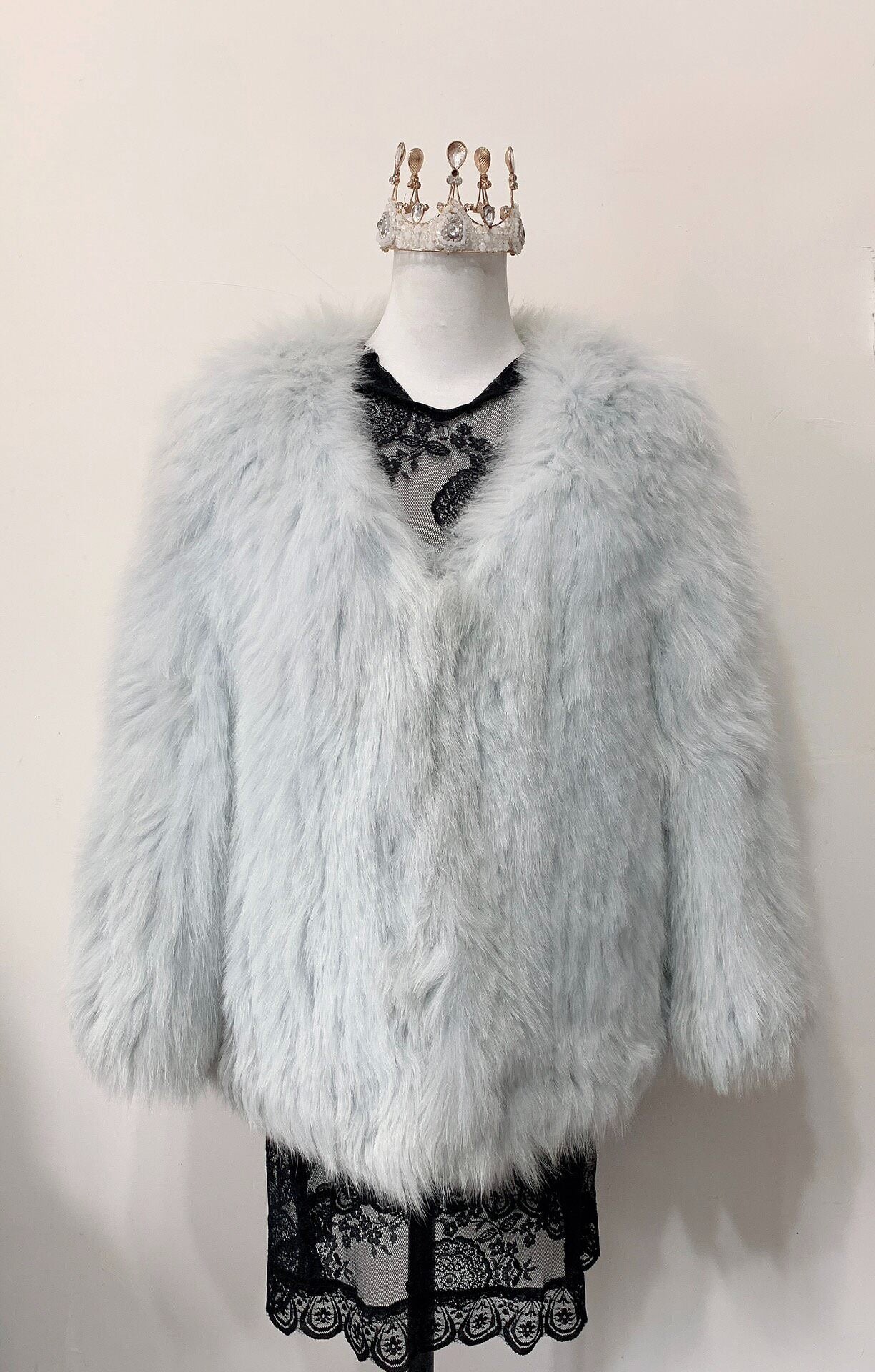 Vintage Blue Genuine Fur Coat
