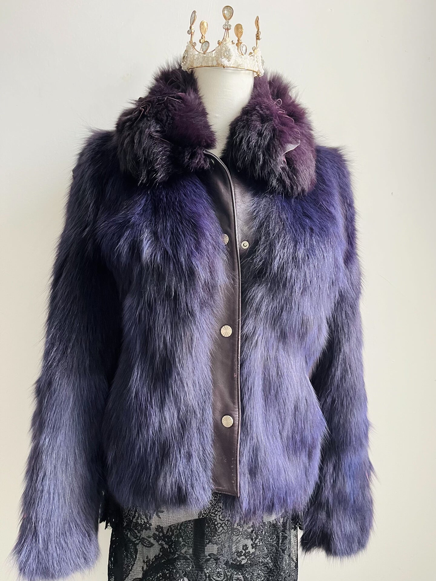 Vintage Purple Genuine Fur Coat