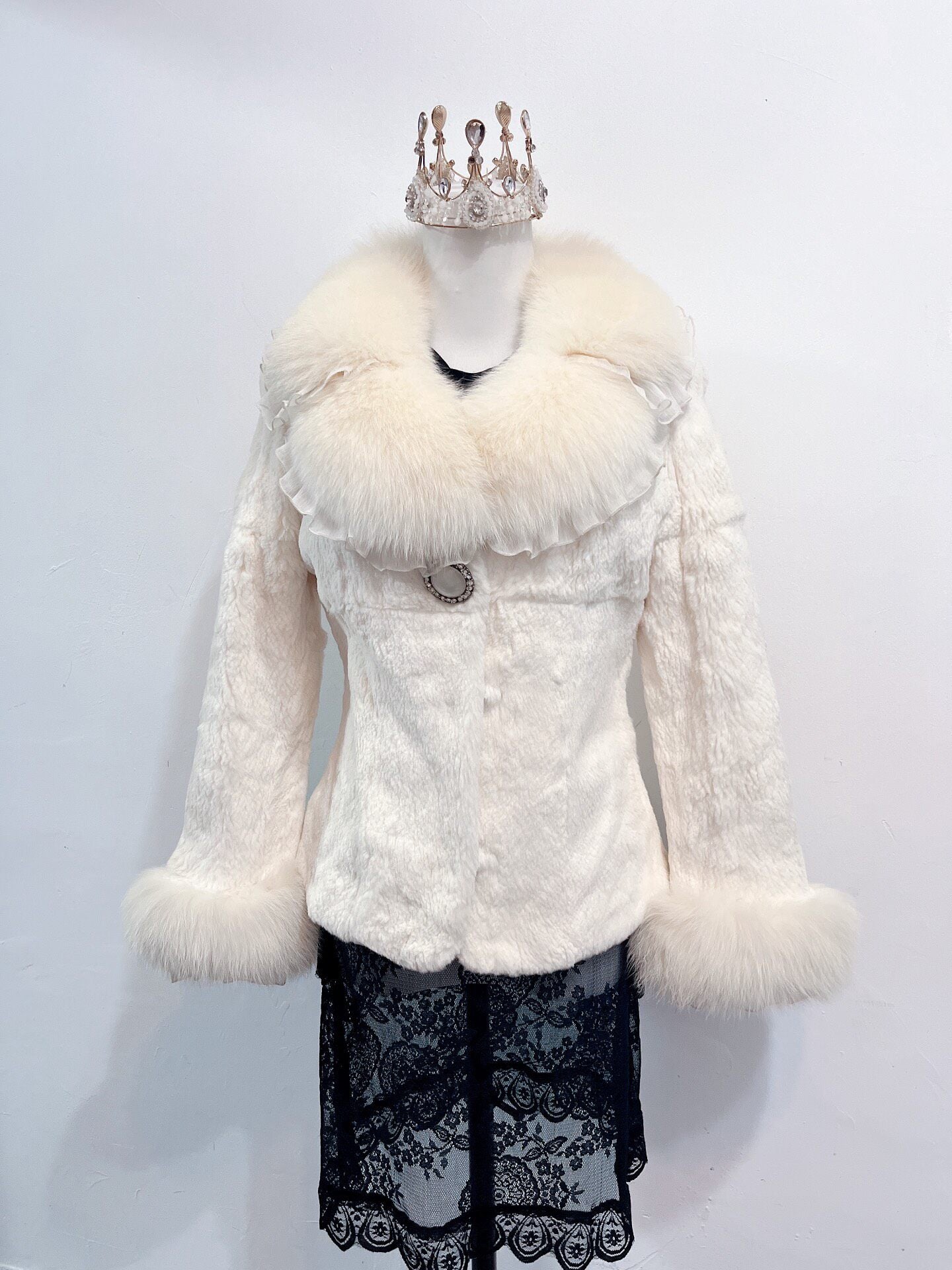 Vintage White Genuine Fur Coat