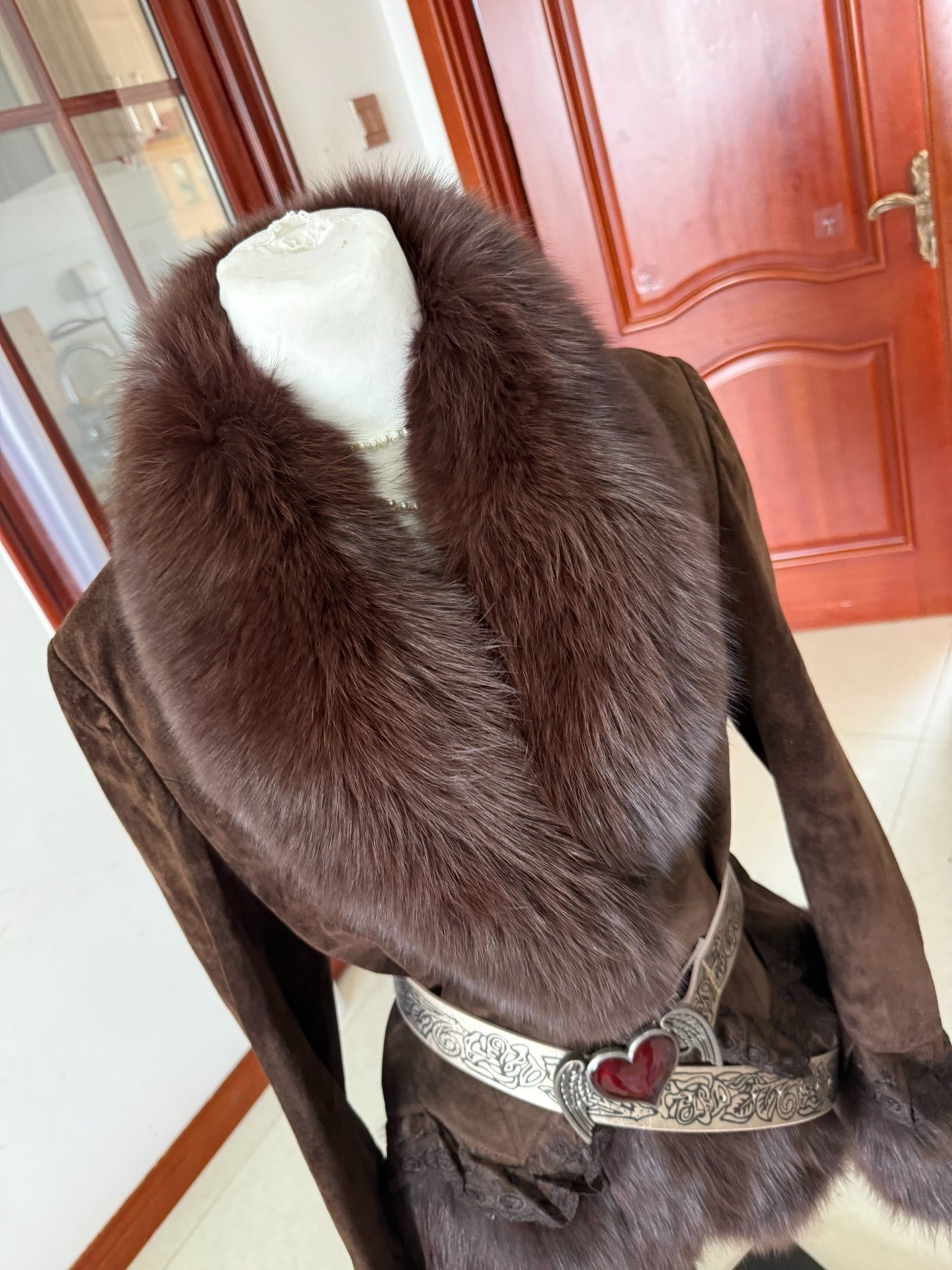 Vintage brown genuine fur coat
