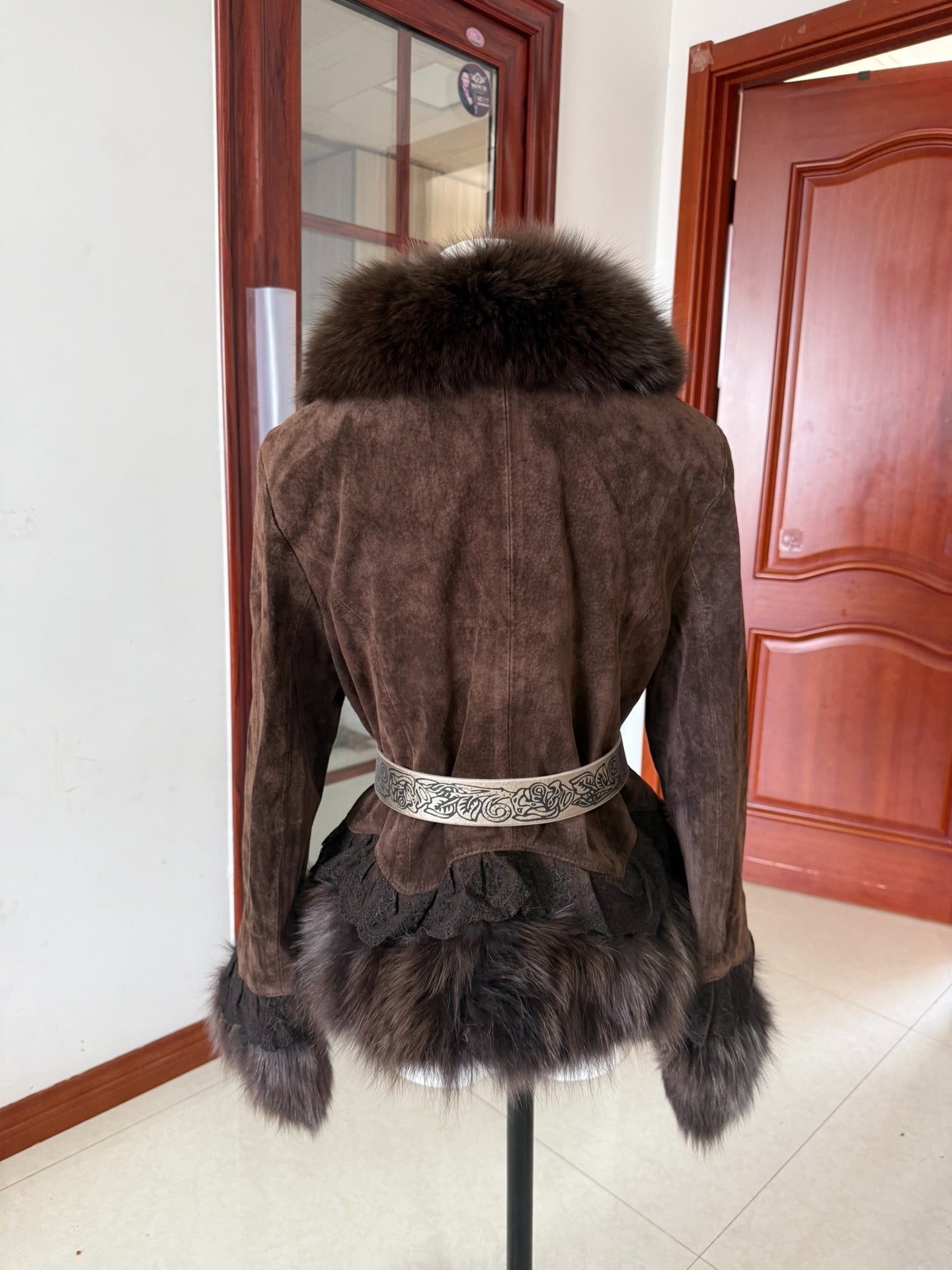 Vintage brown genuine fur coat