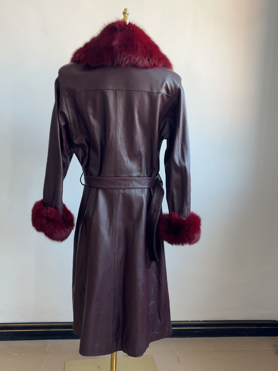 Vintage genuine leather long coat