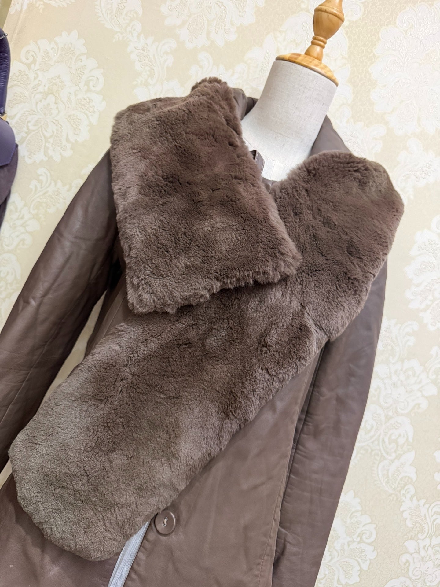 Vintage brown real fur coat
