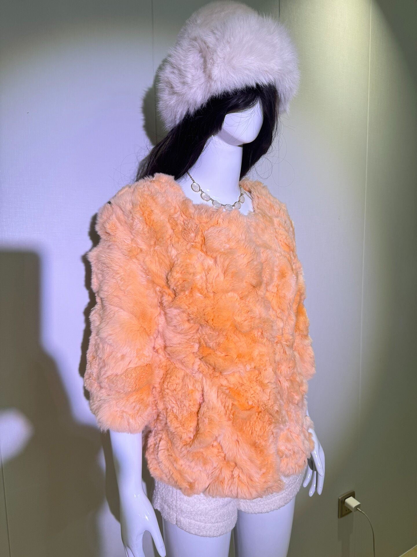 Vintage Orange Genuine Fur Coat