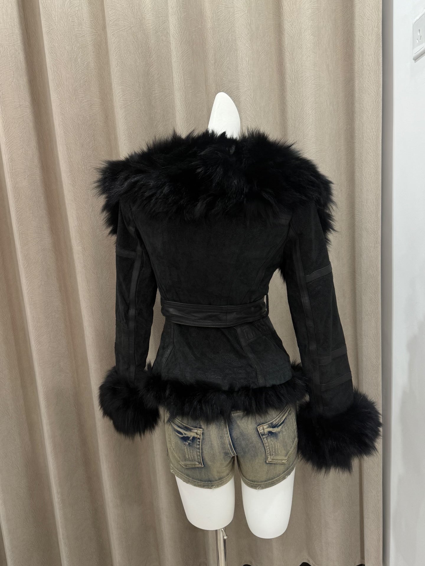 Vintage black genuine fur coat