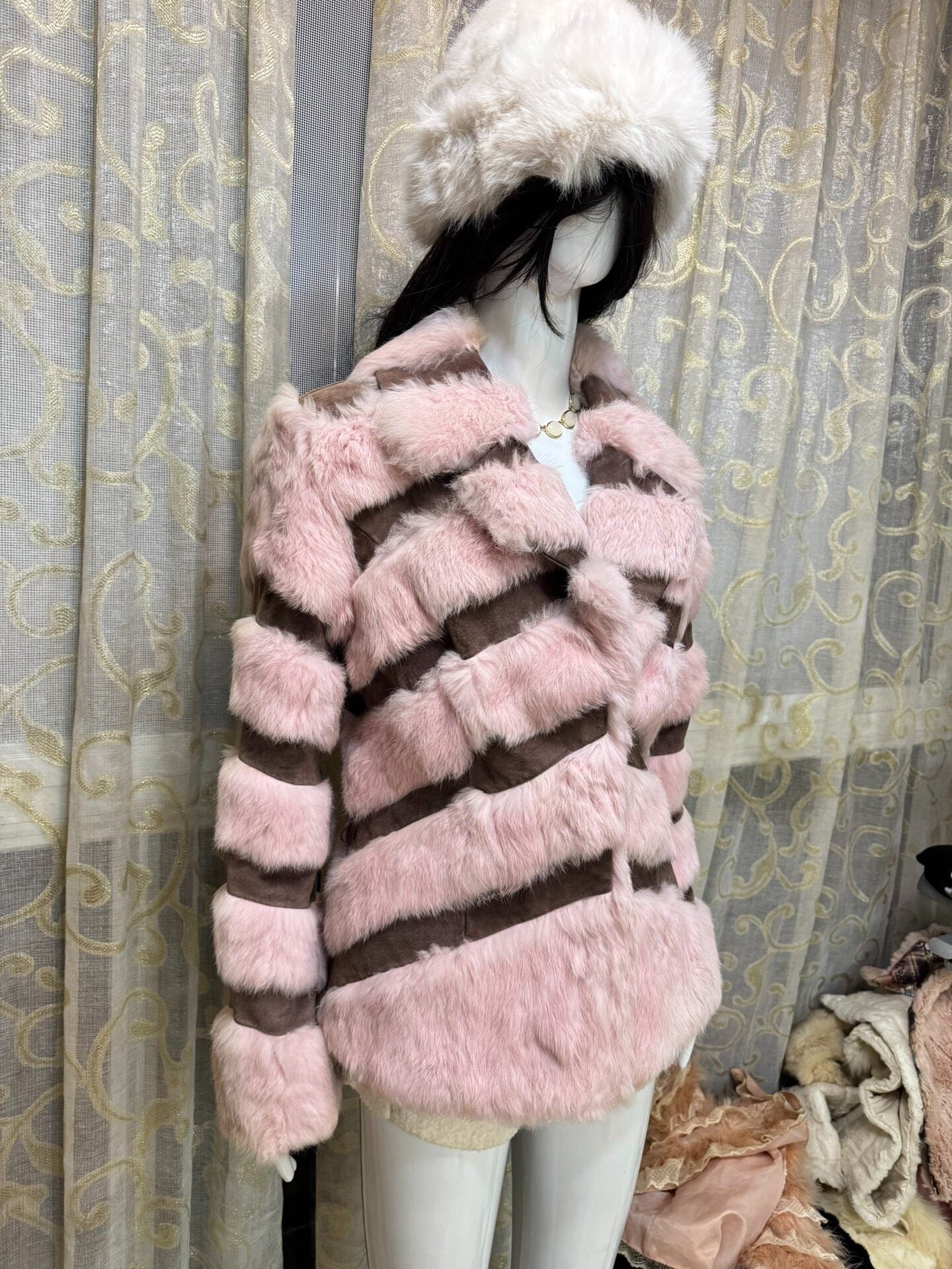 Vintage Pink Genuine Fur Coat
