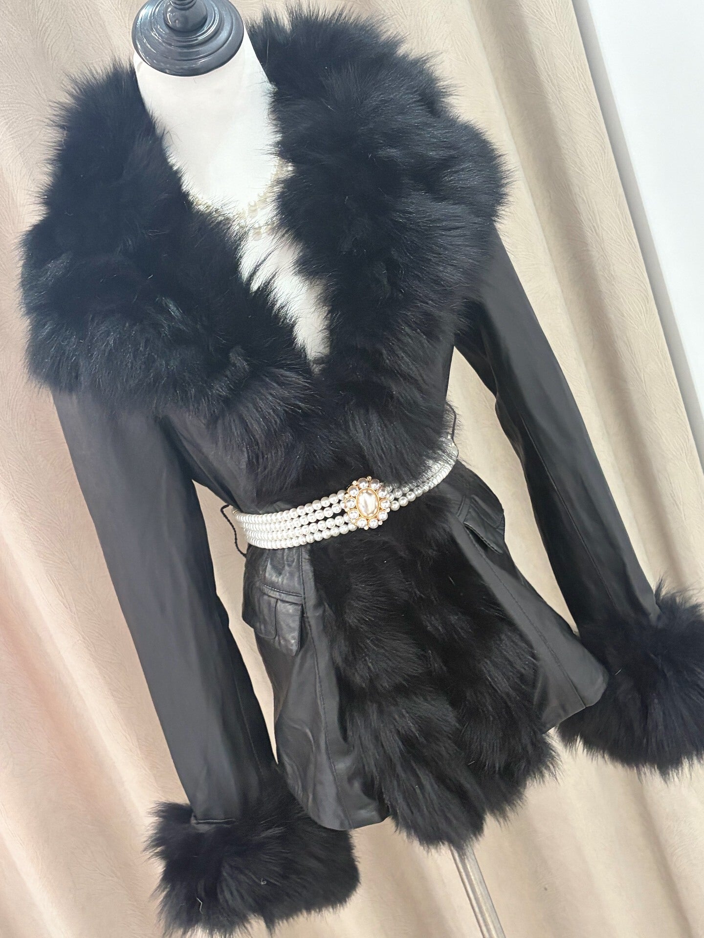 Vintage black genuine fur coat