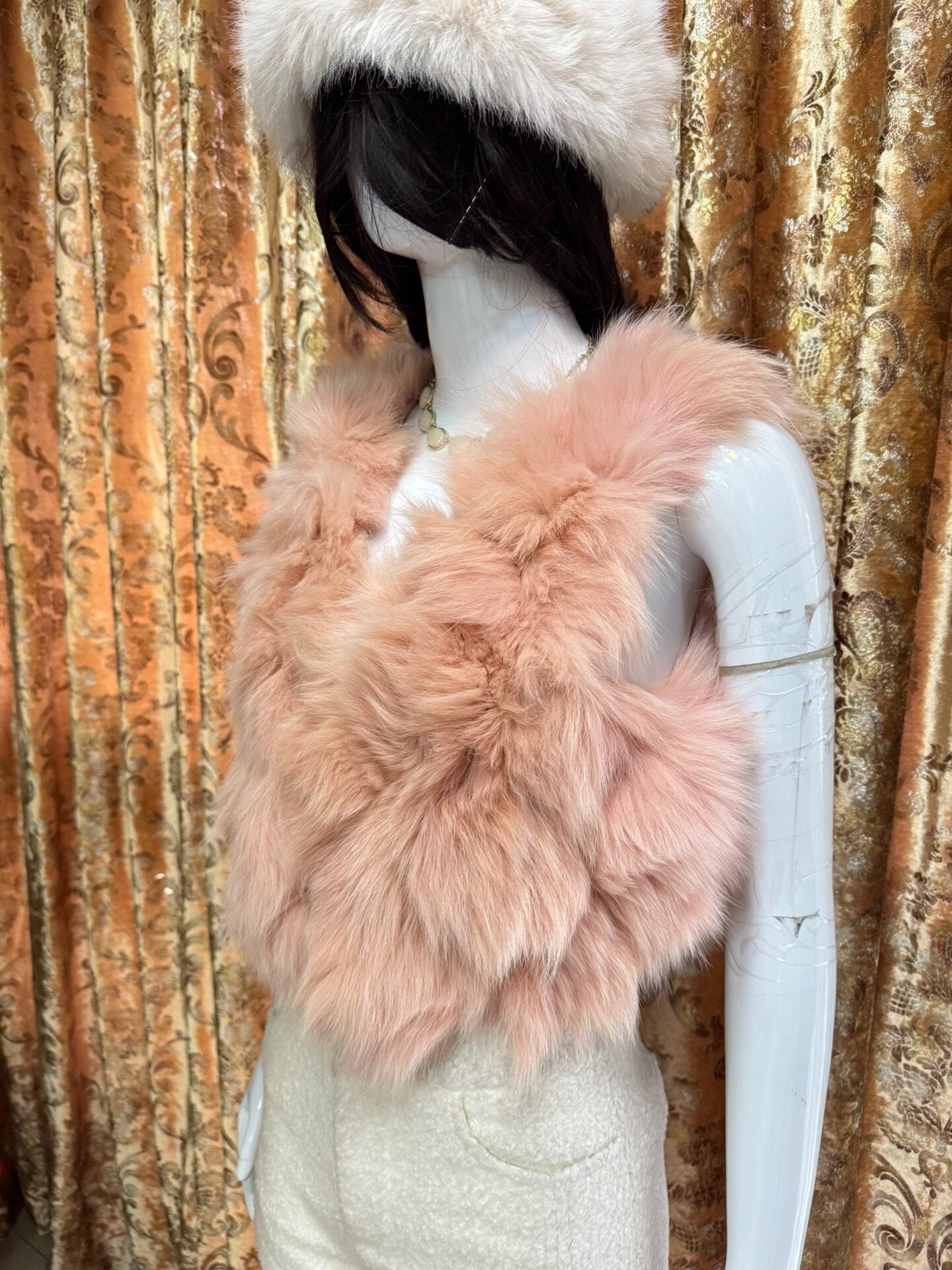 Vintage Pink Genuine Fur Coat