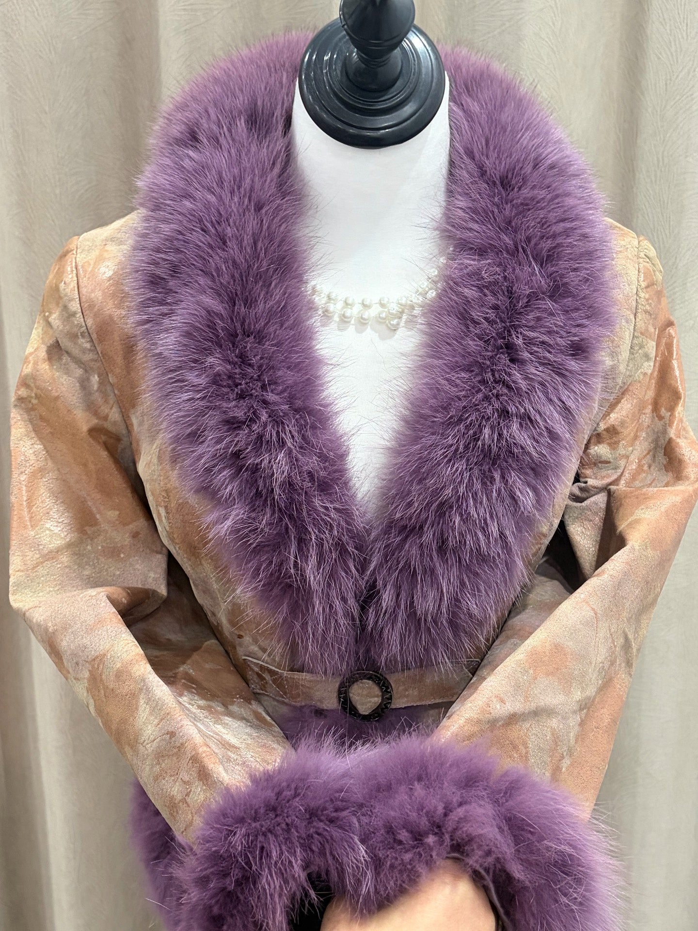 Vintage purple genuine fur coat