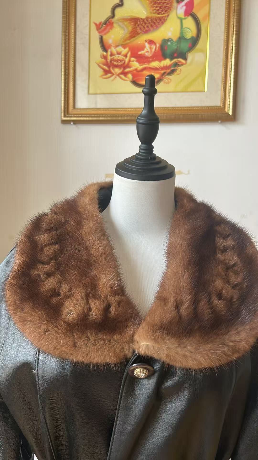 Vintage genuine leather long coat
