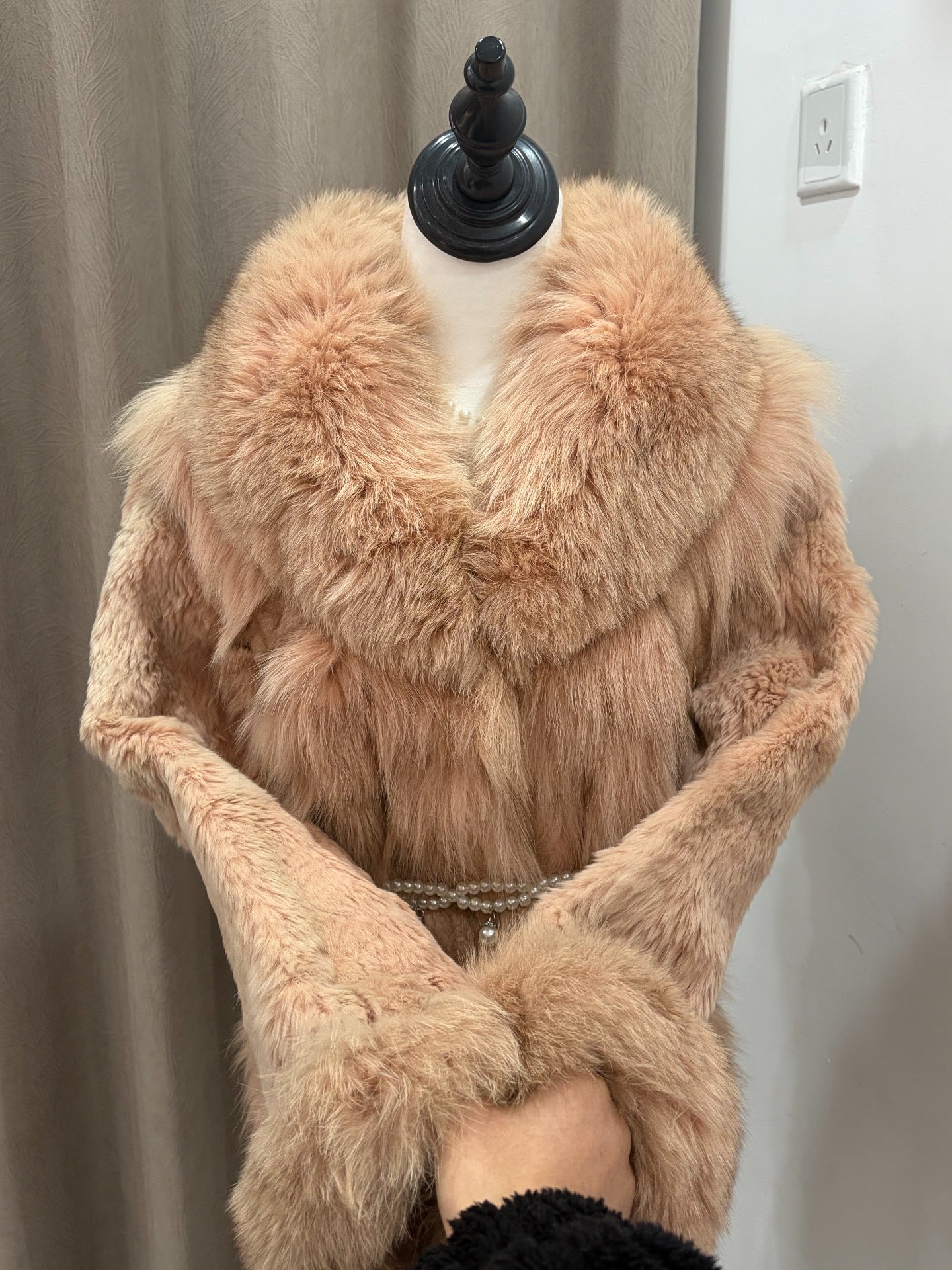 Vintage pink real fur coat